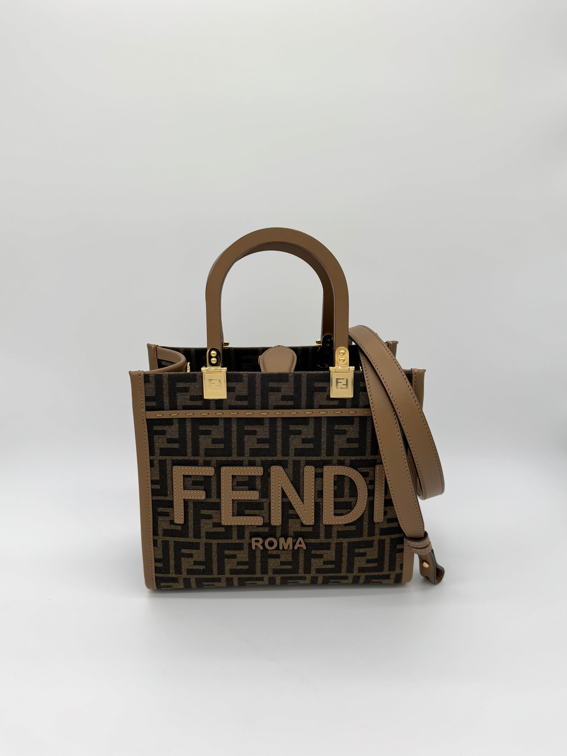 Fendi Sunshine Tote Small Brown FF Jacquard