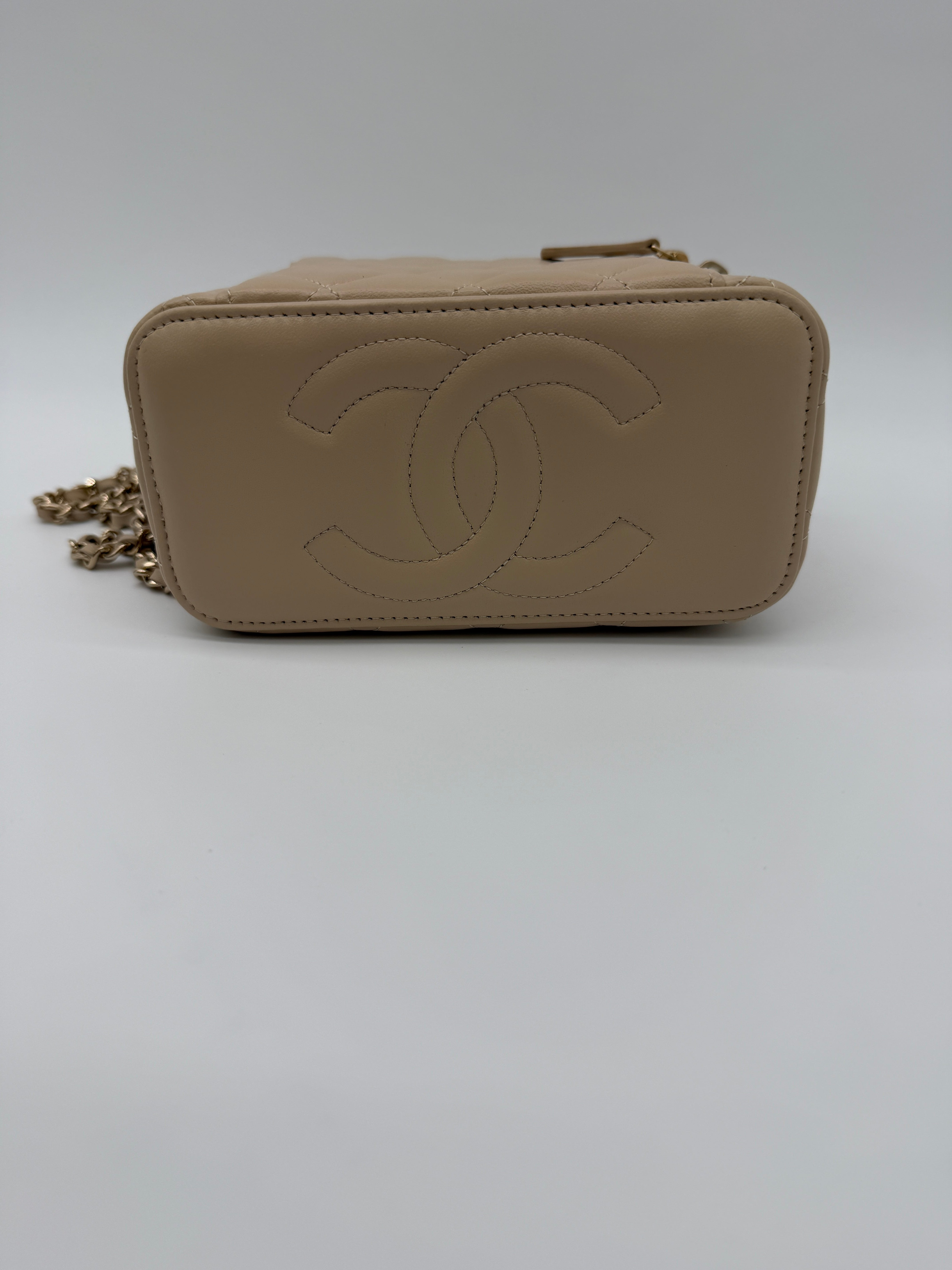 Chanel Lambskin Beige Top Handle Vanity