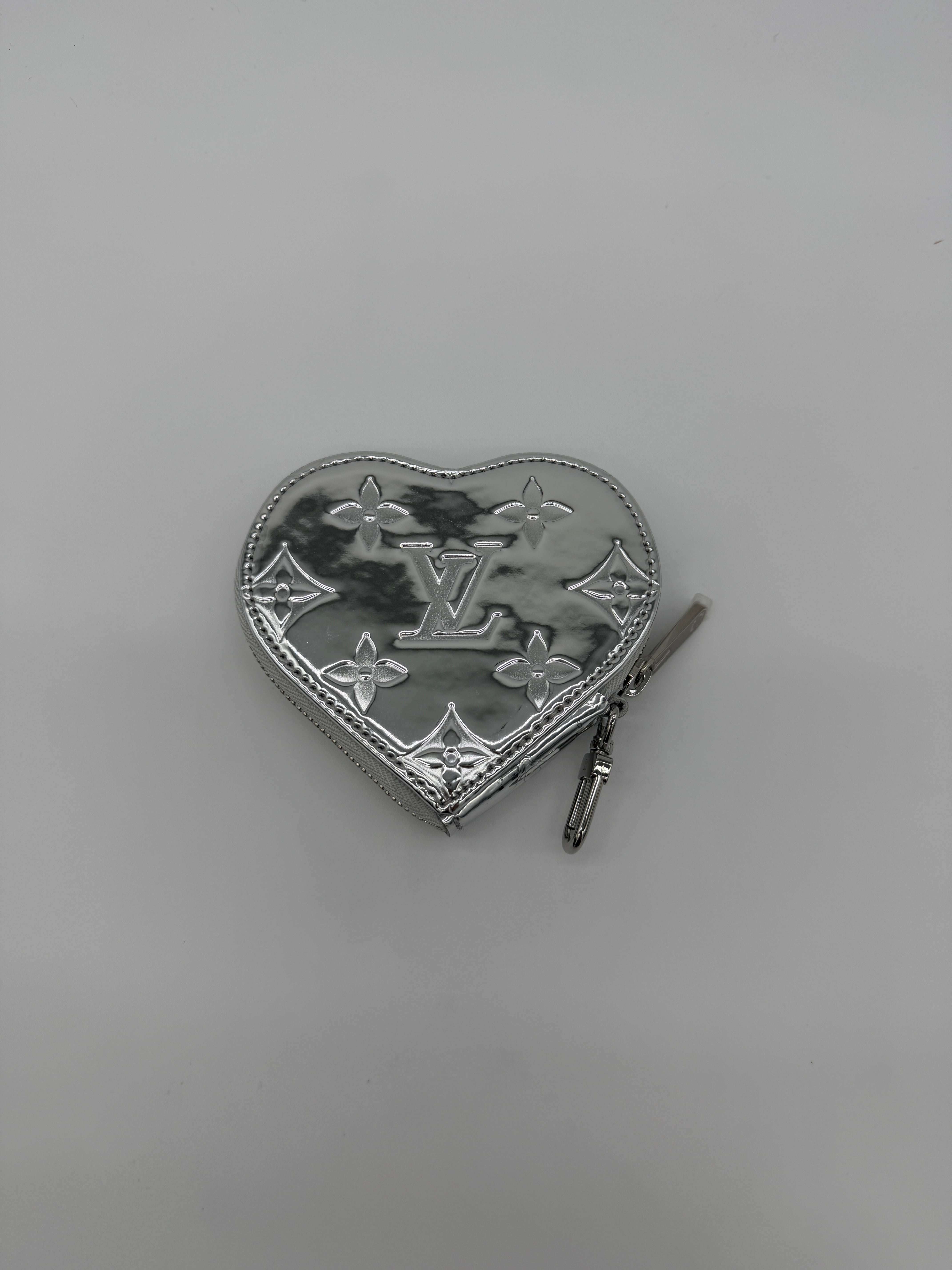 Louis Vuitton Silver Mirror Heart Coin Purse