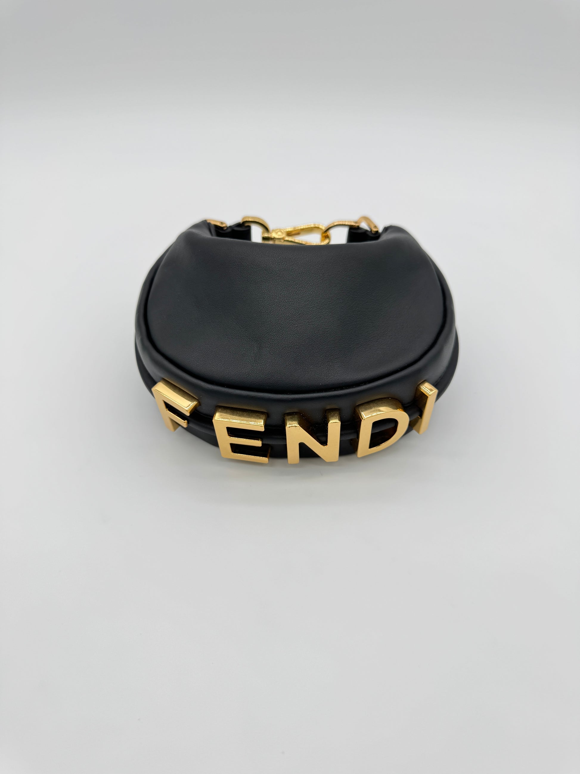 Fendi Fendigraphy Nano Black Leather Charm Bag