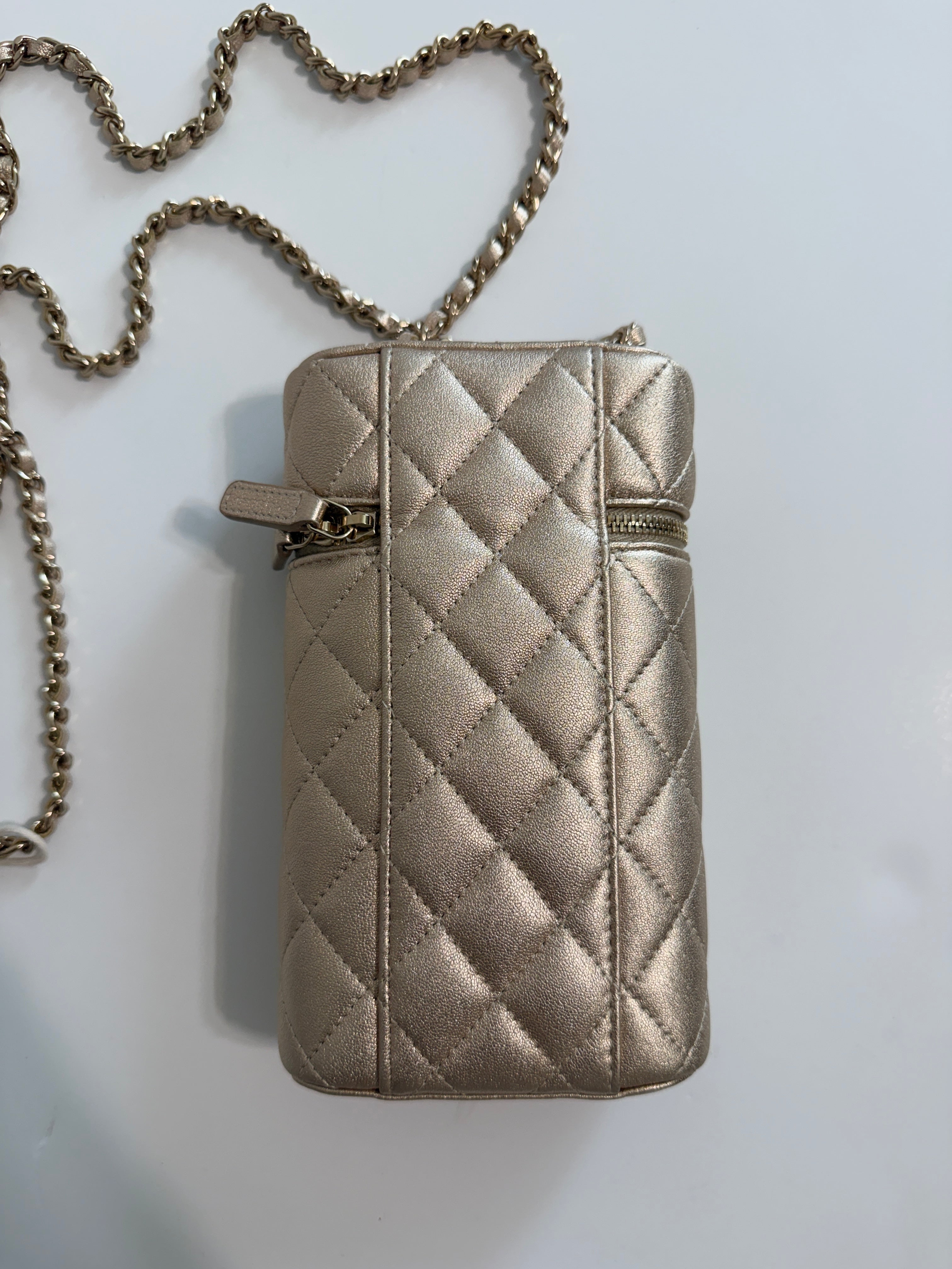 Chanel Phone Holder With Chain