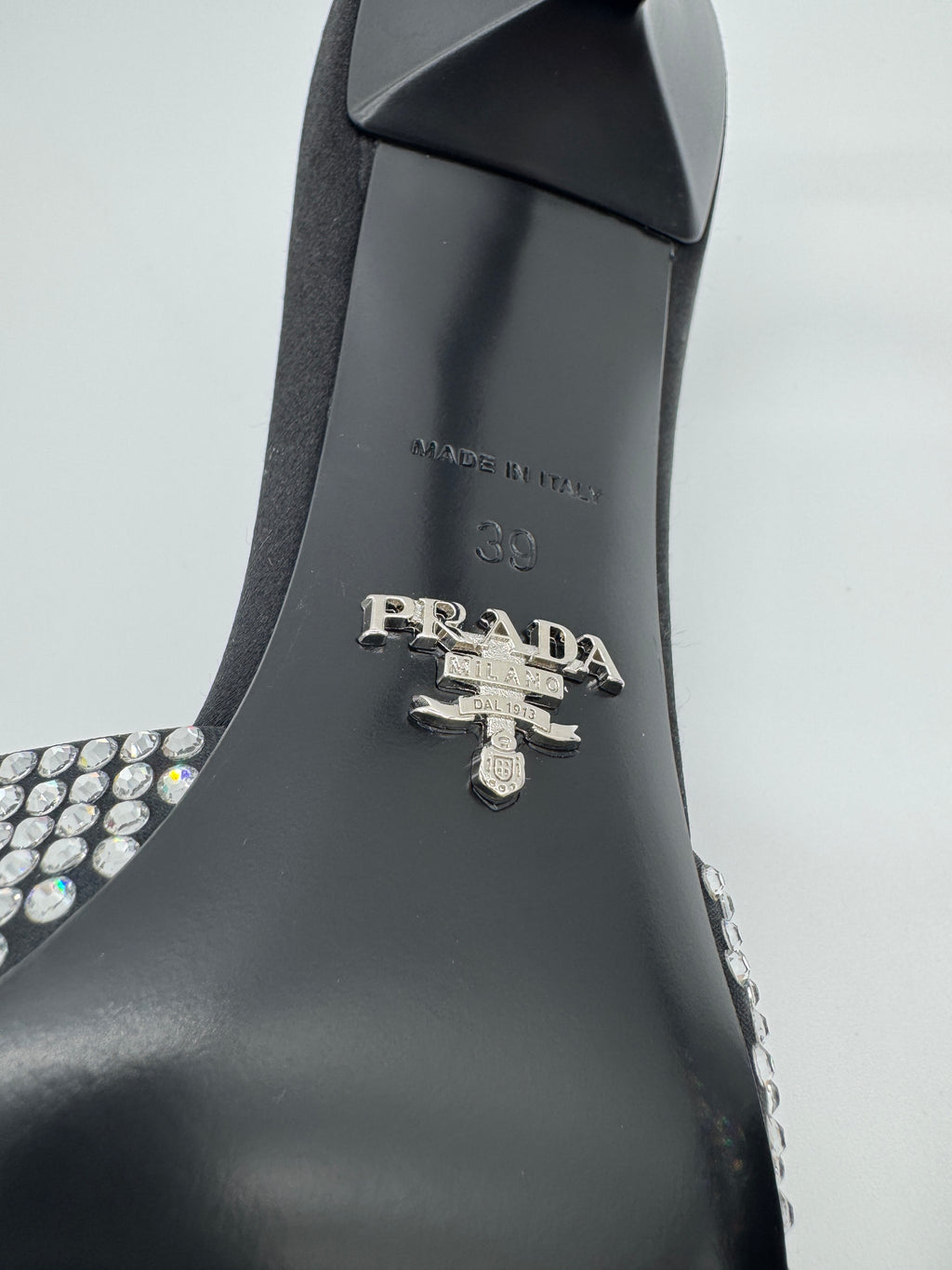 Prada Black Crystal Embellished Mules 39