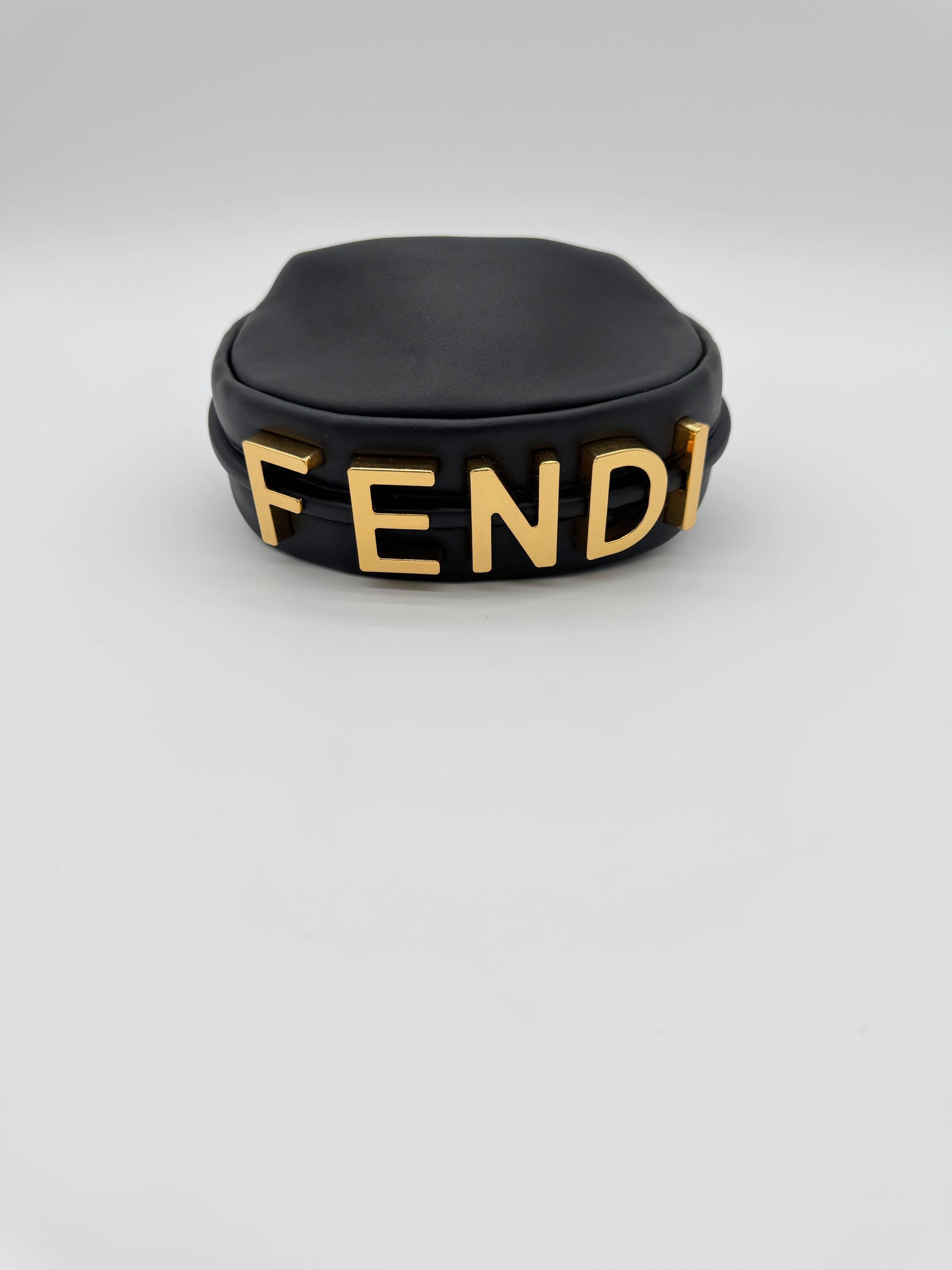 Fendi Fendigraphy Nano Black Leather Charm Bag