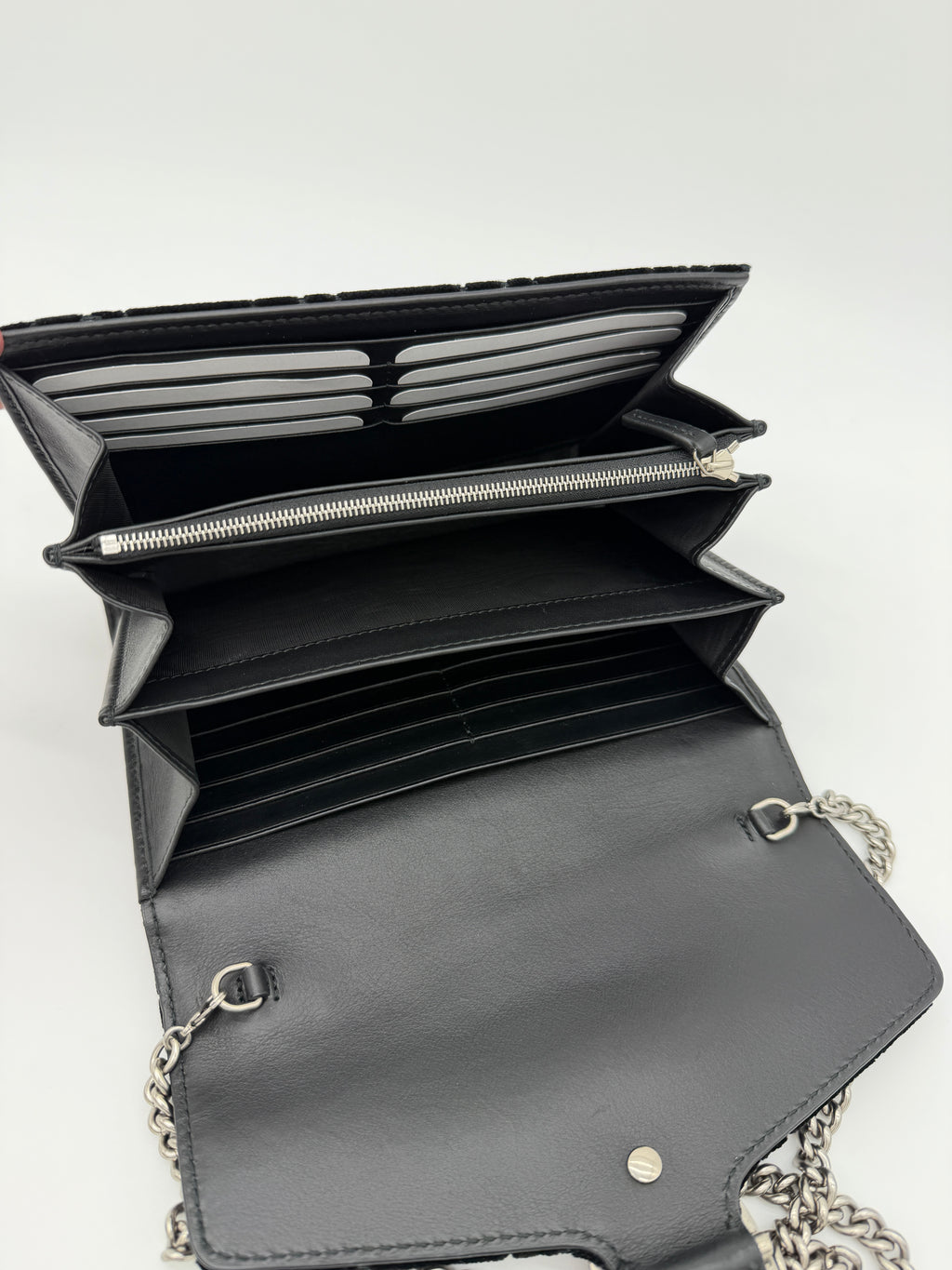 Gucci Dionysus Black Velvet Wallet on Chain