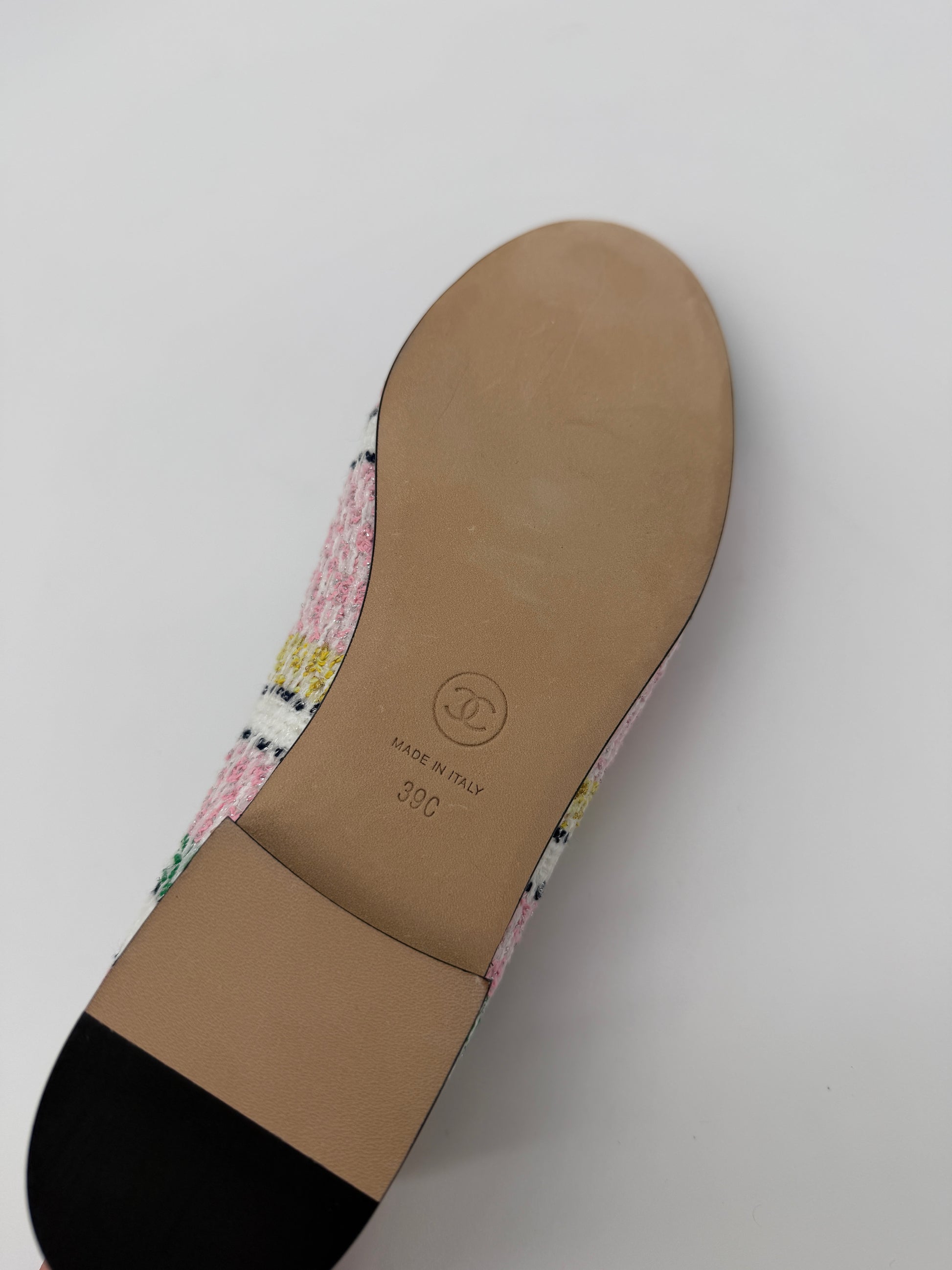 Chanel Tweed Cap Toe Ballet Flats Size 39C