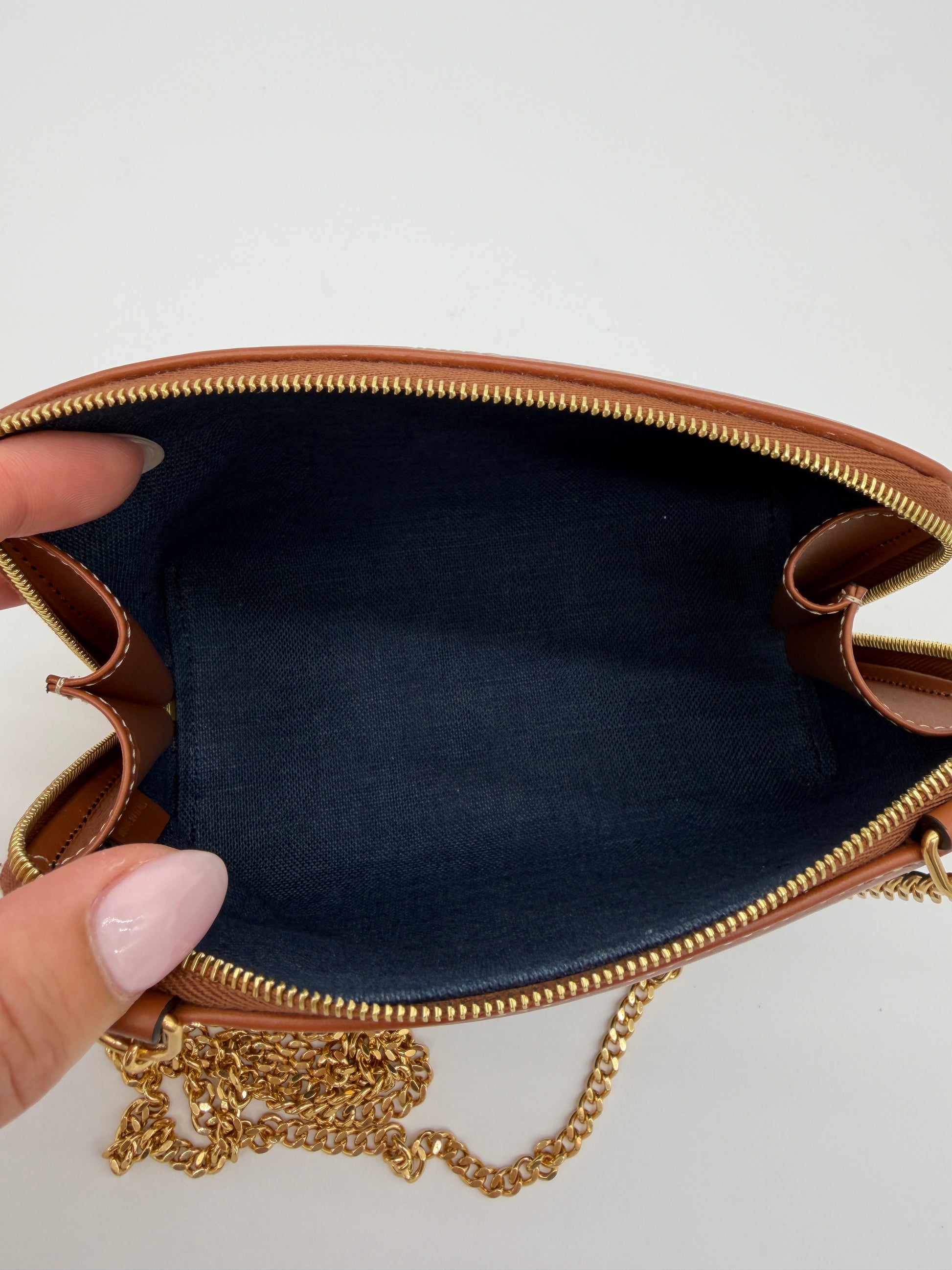 Celine Triomphe Denim Clutch on Chain