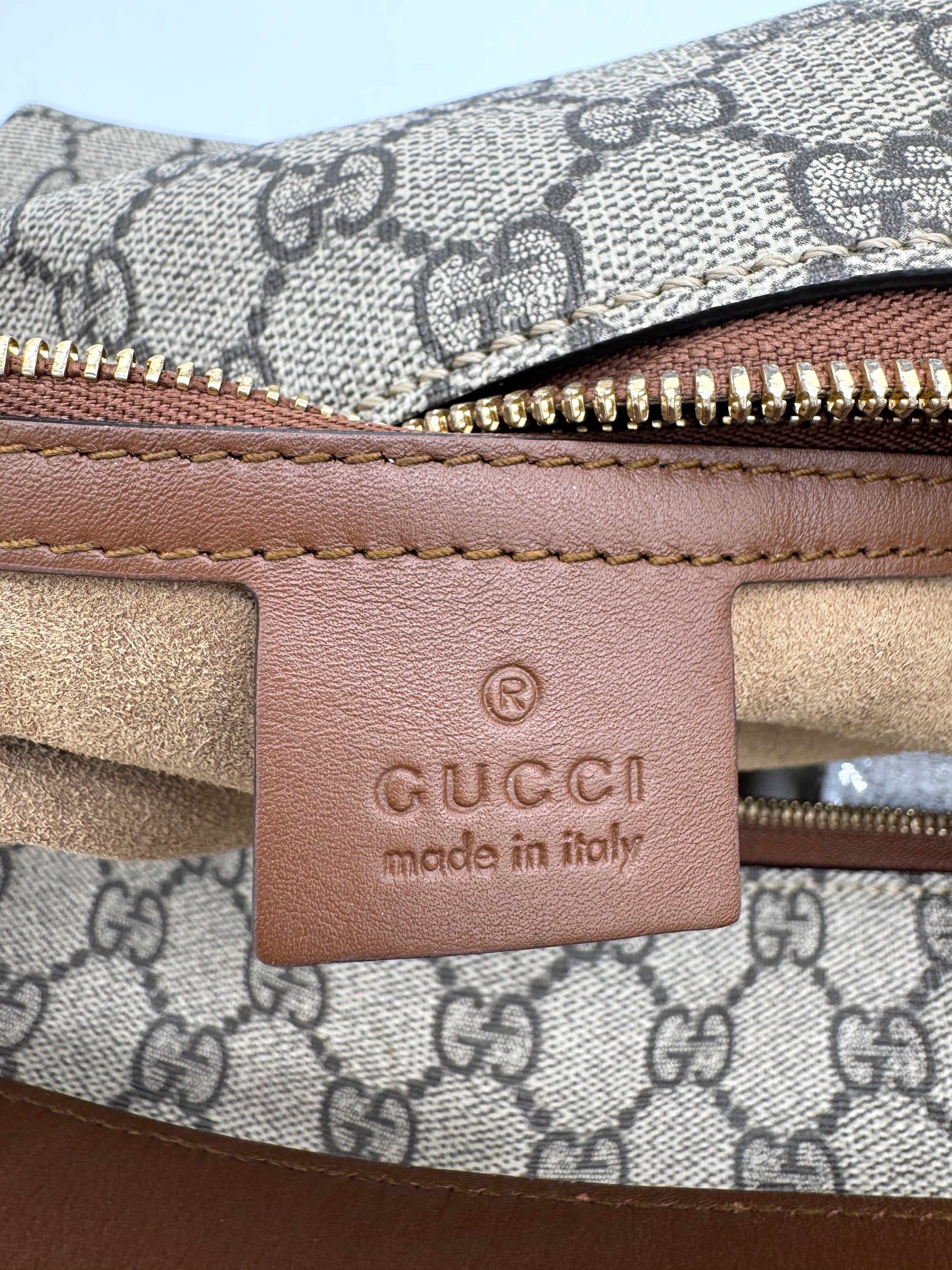 Gucci Chain Hobo Shoulder Bag GG Coated Canvas
