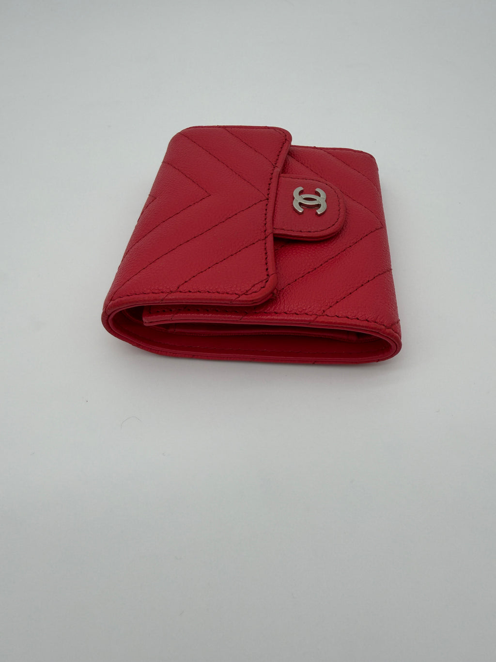 Chanel Chevron Red Flap Wallet