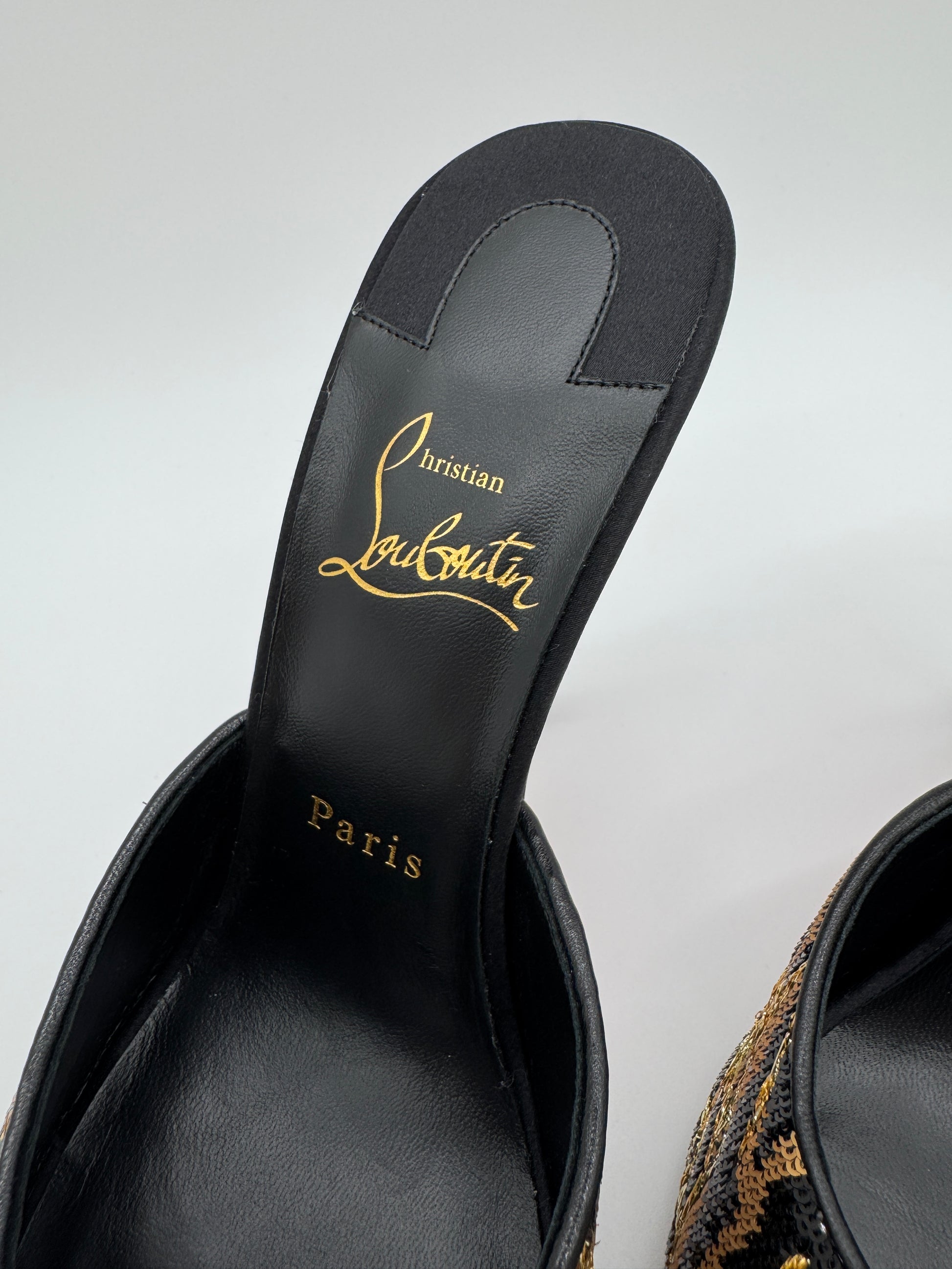 Christian Louboutin Miss Z Ocelot 100mm Sequin Animal Mules