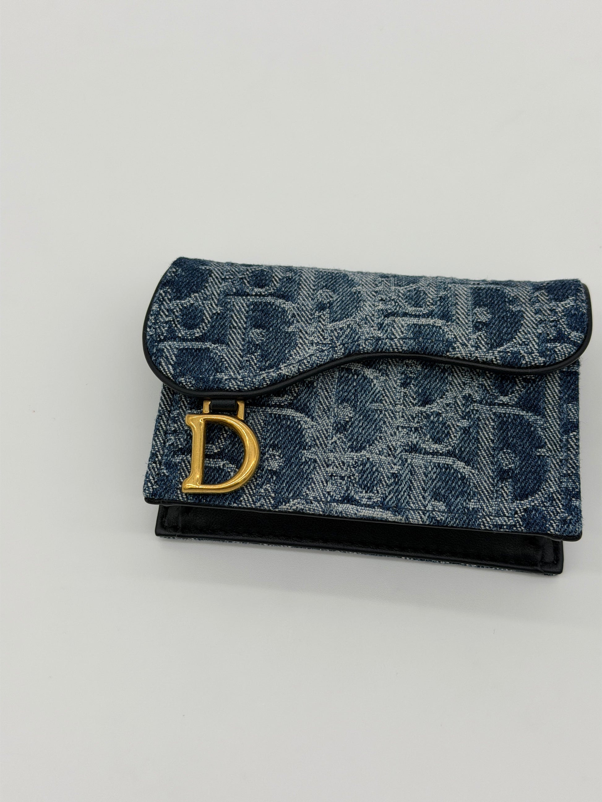 Christian Dior Saddle Bloom Denim Cardholder