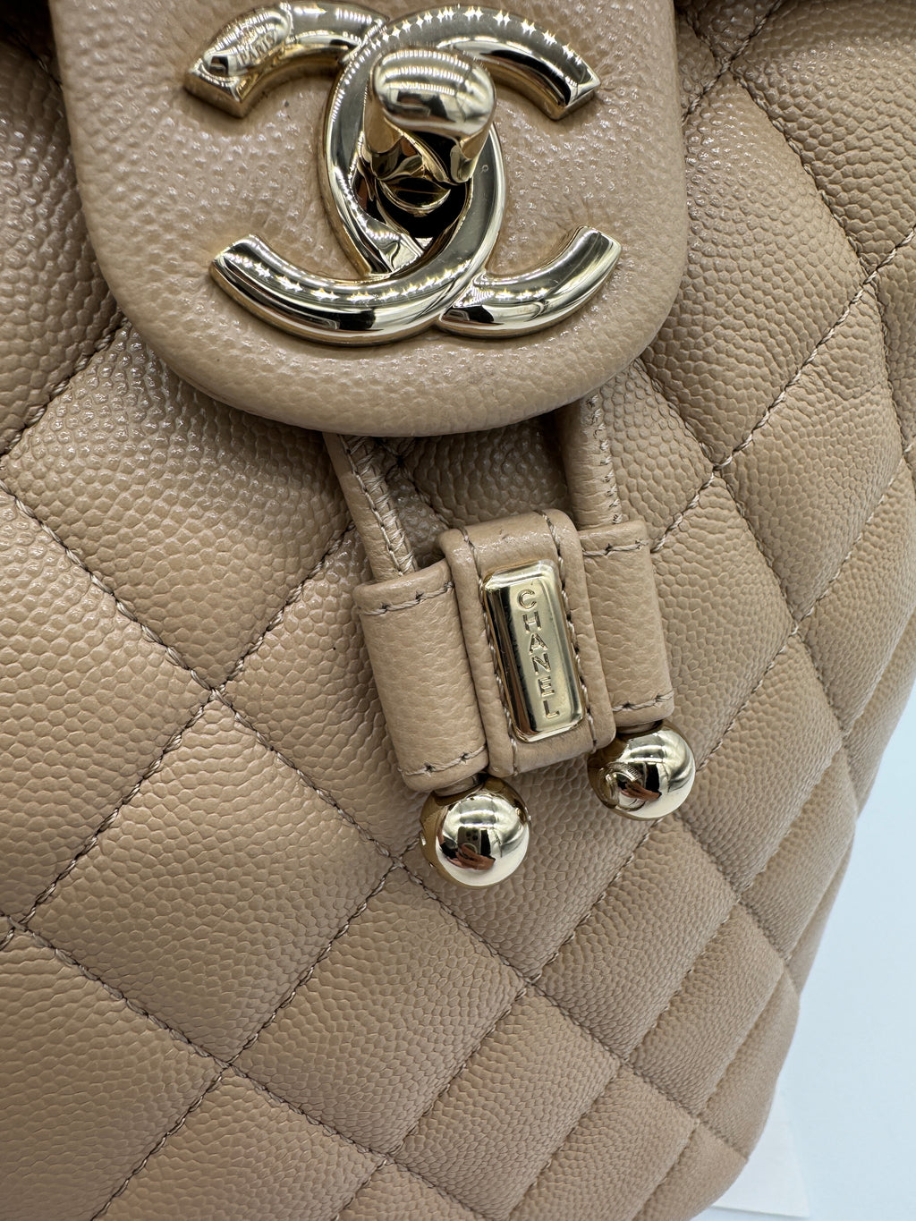 Chanel Urban Spirit Quilted Caviar Small Backpack Beige