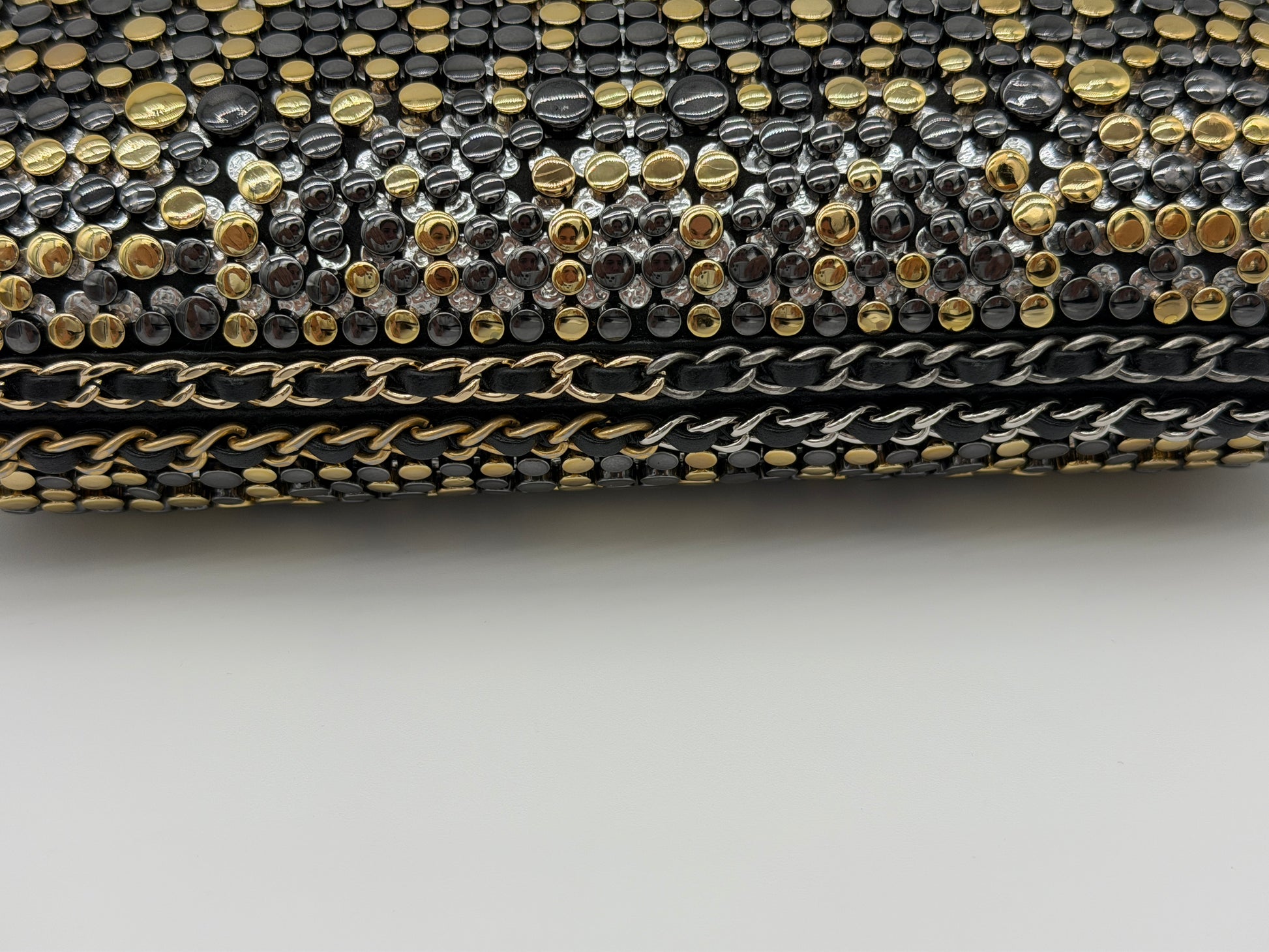 Chanel Studded Chain Around CC Evening Clutch
