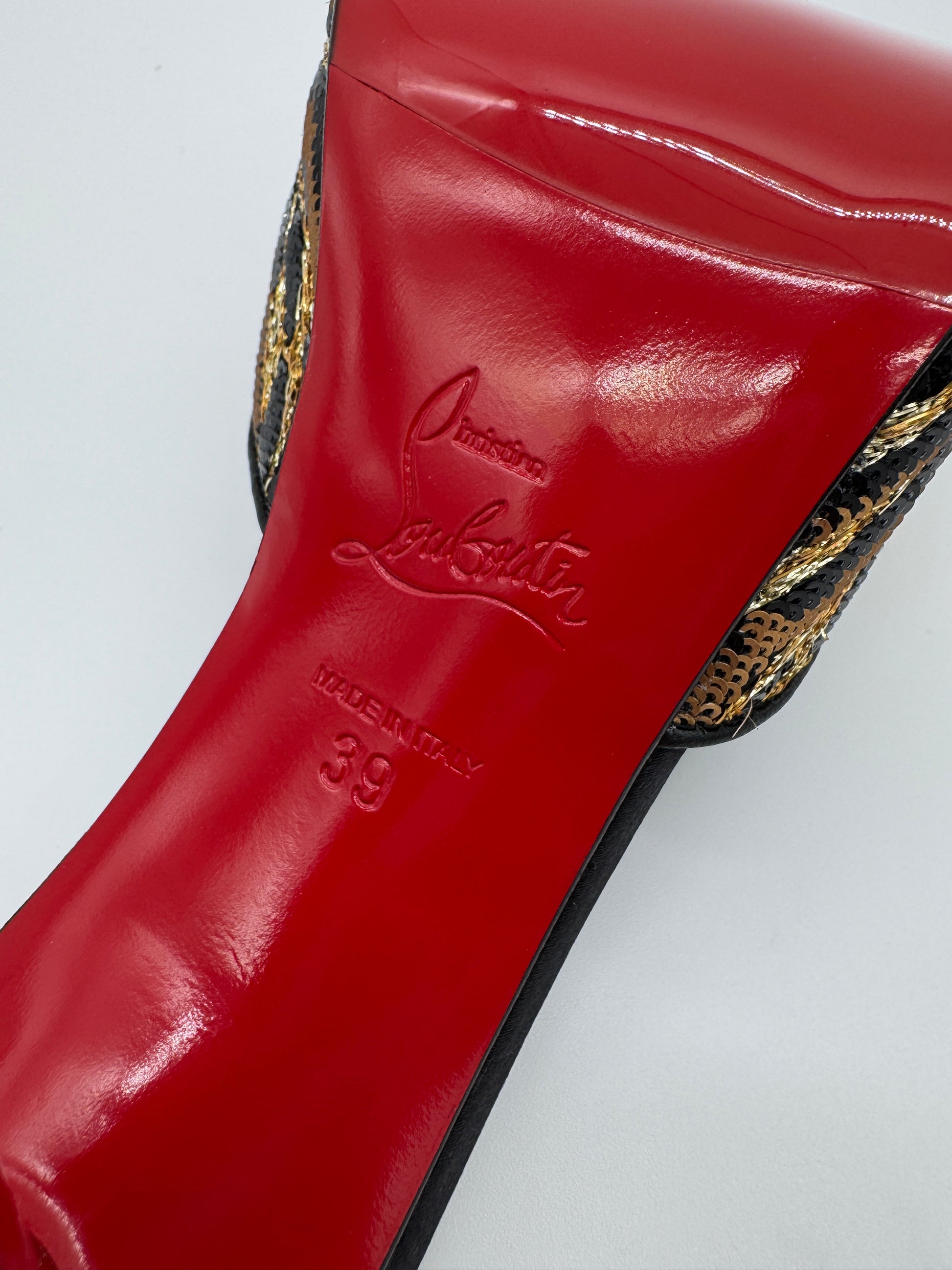 Christian Louboutin Miss Z Ocelot 100mm Sequin Animal Mules