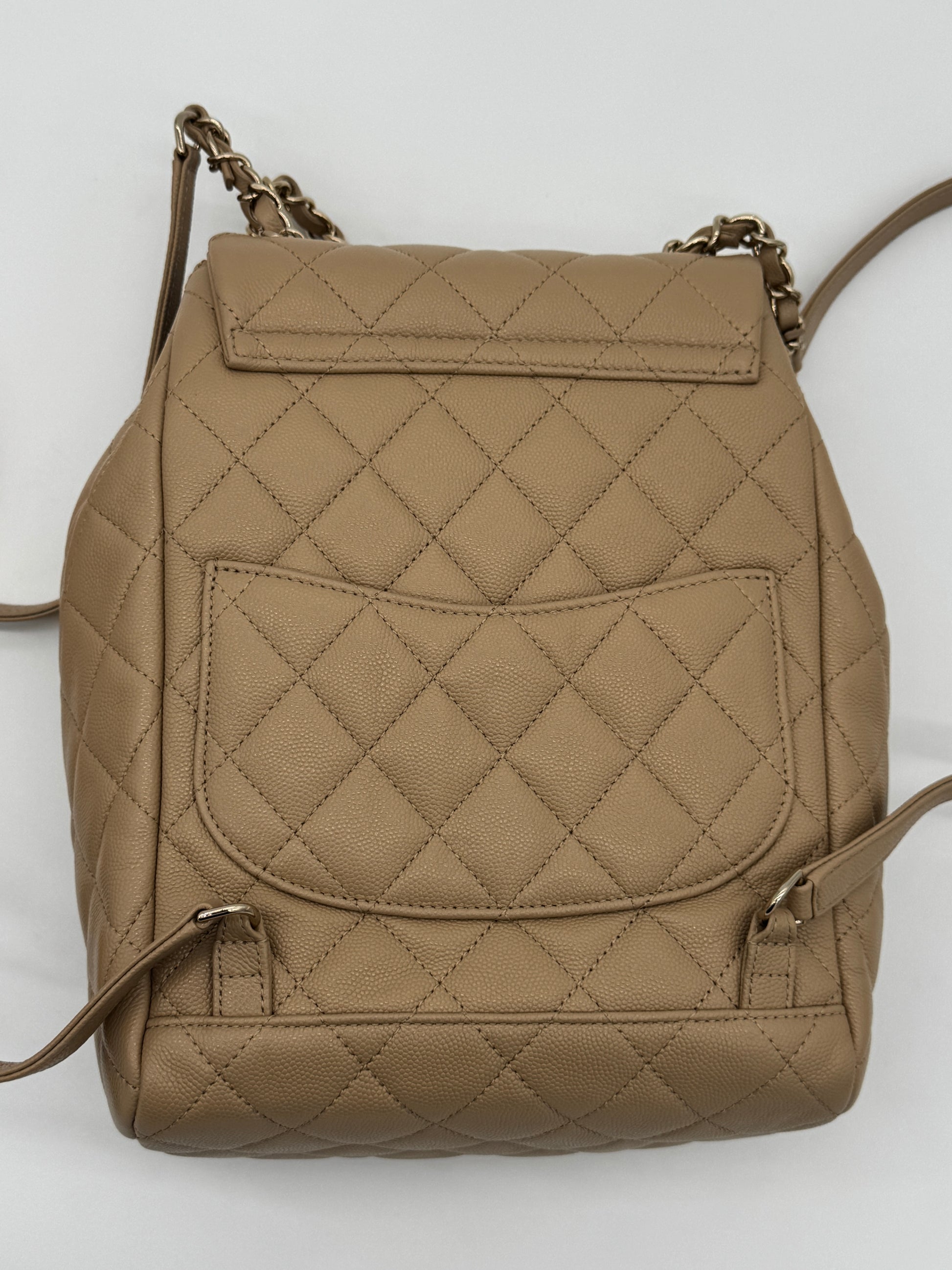 Chanel Urban Spirit Quilted Caviar Small Backpack Beige