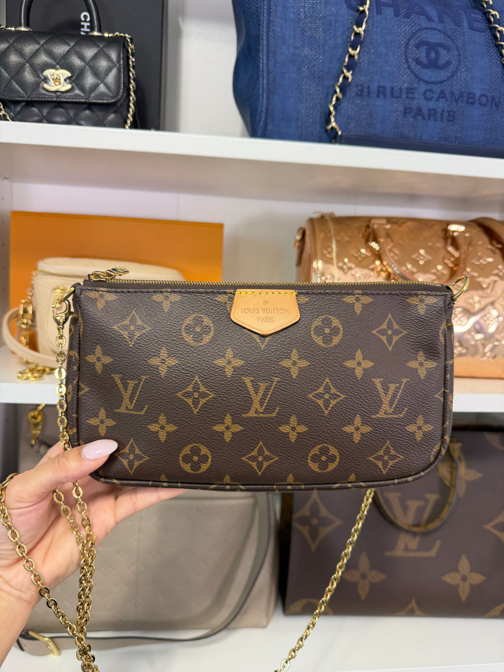 Louis Vuitton Monogram Pochette with Chain
