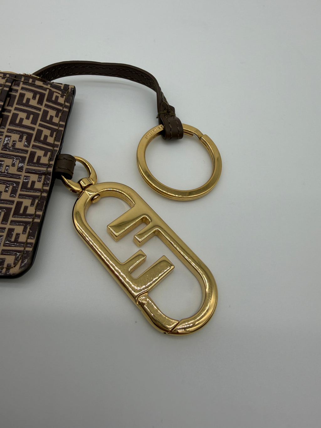 Fendi Embossed FF Zipped Cardholder with Key Ring
