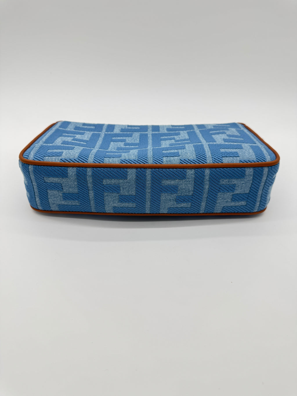 Fendi Denim Vitello King FF Embroidered Baguette