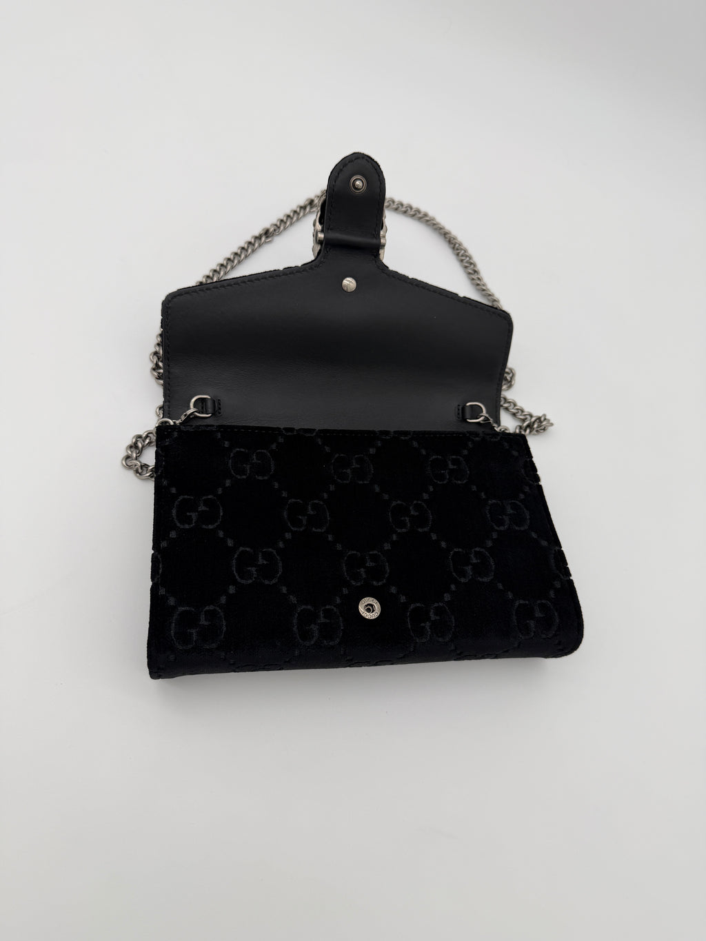 Gucci Dionysus Black Velvet Wallet on Chain