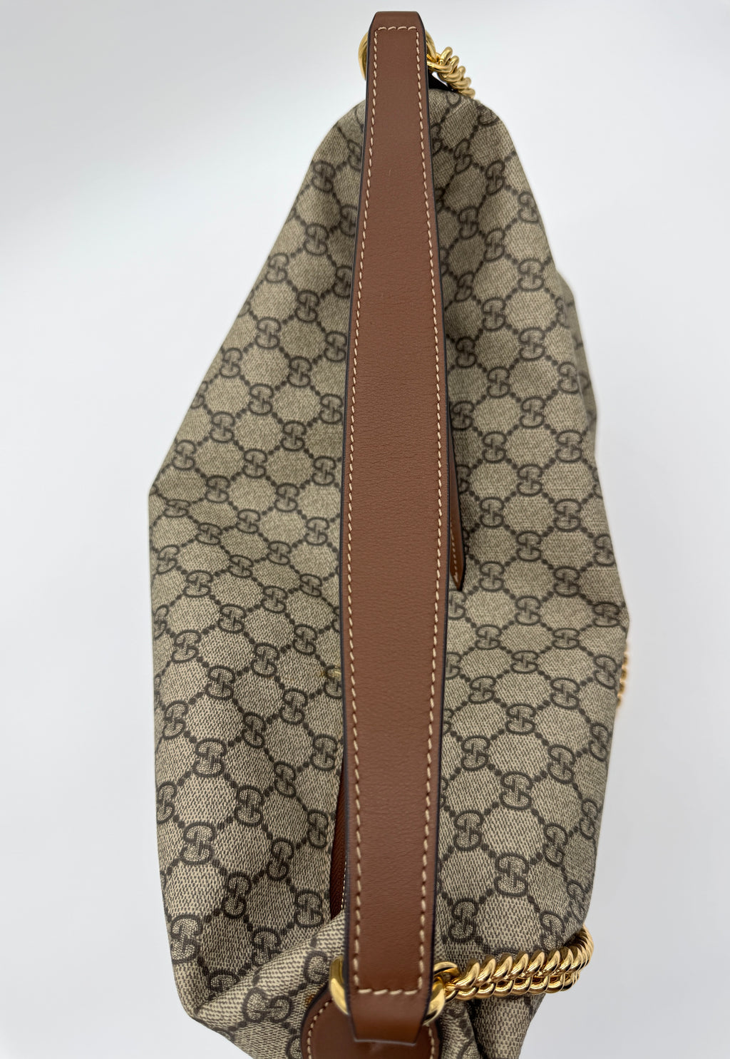 Gucci Chain Hobo Shoulder Bag GG Coated Canvas