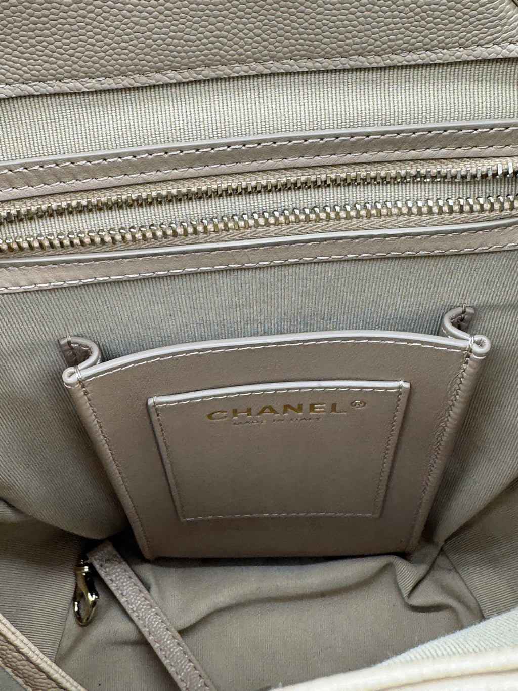 Chanel Urban Spirit Quilted Caviar Small Backpack Beige