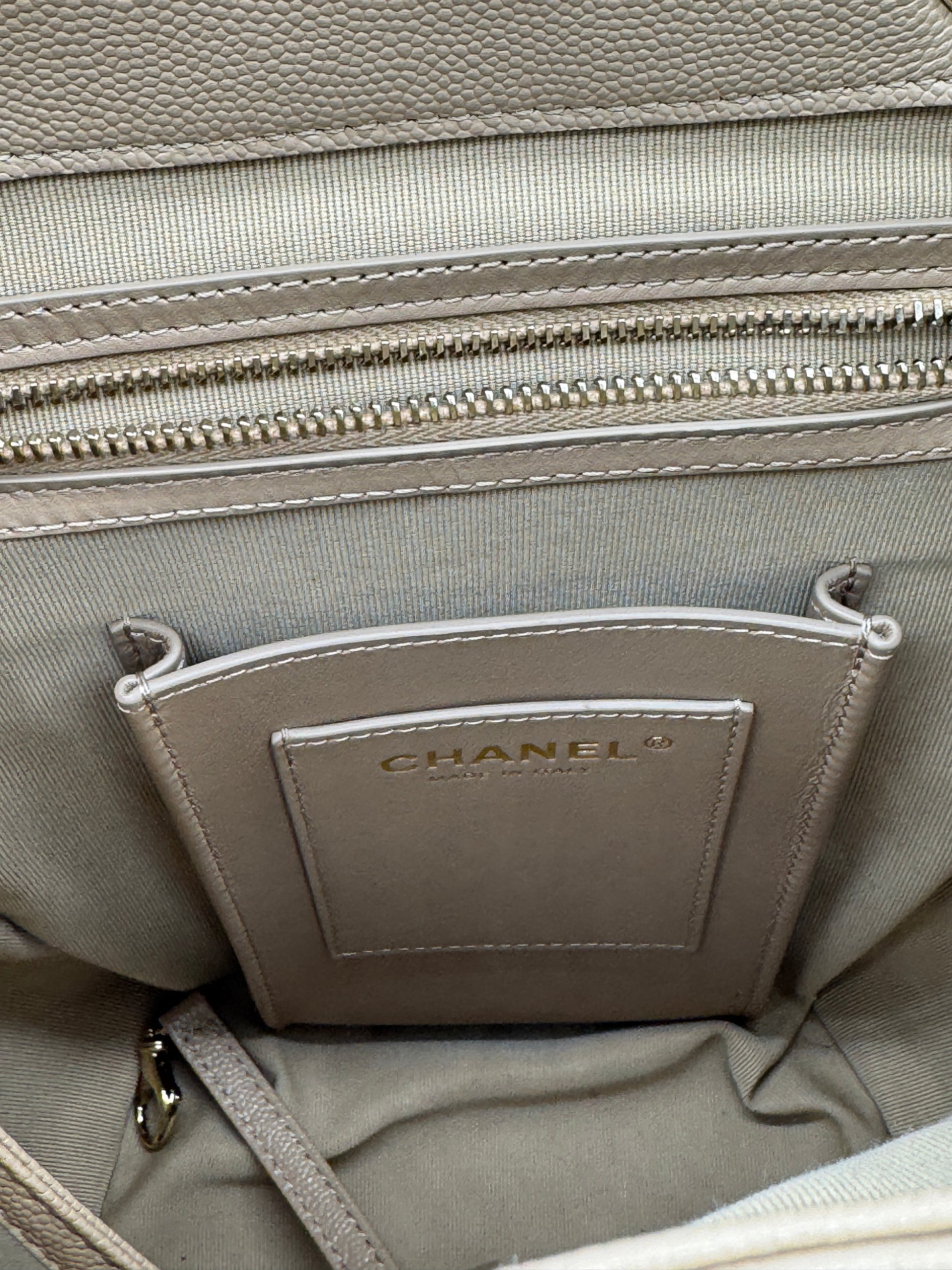 Chanel Urban Spirit Quilted Caviar Small Backpack Beige