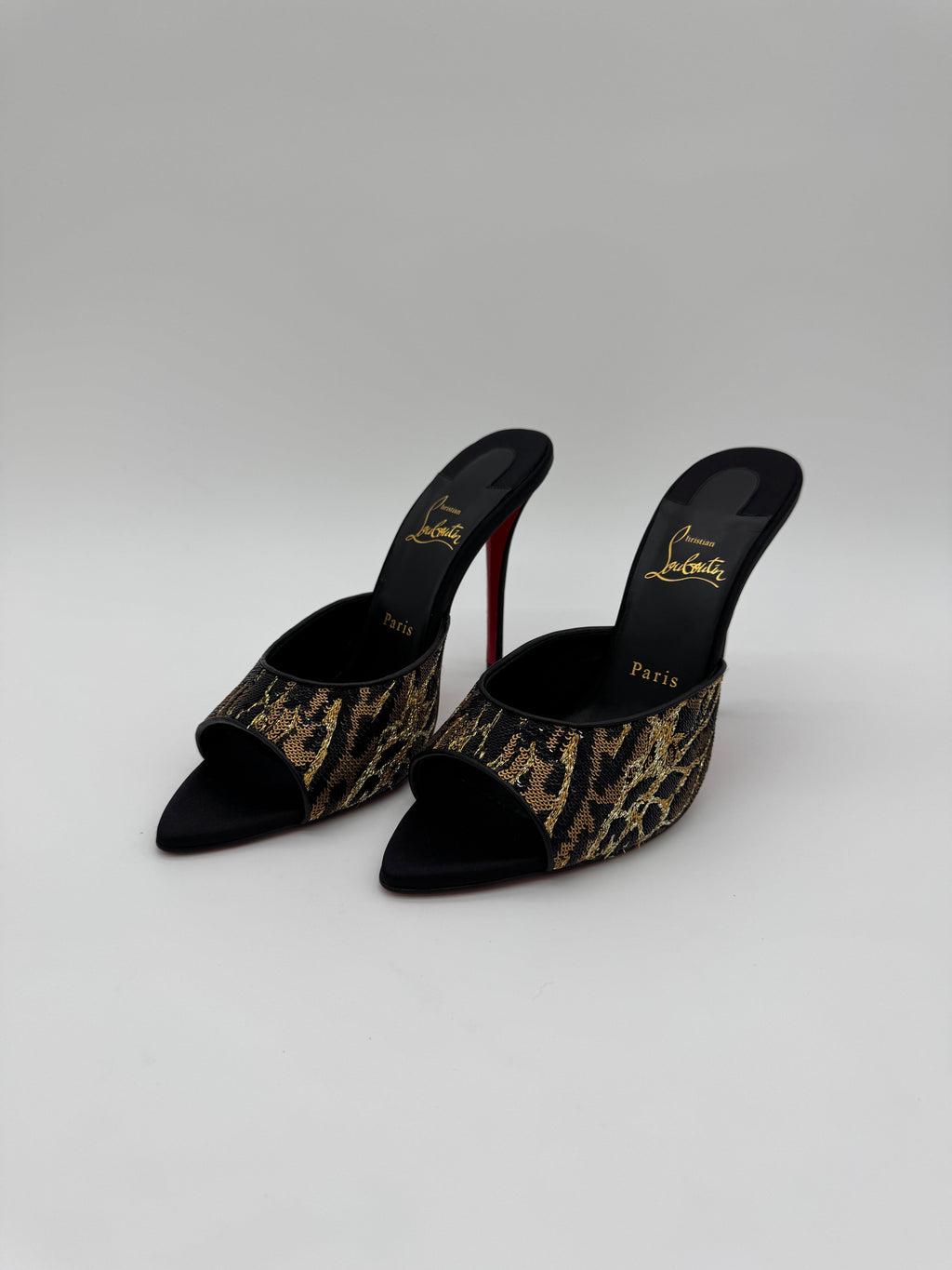 Christian Louboutin Miss Z Ocelot 100mm Sequin Animal Mules