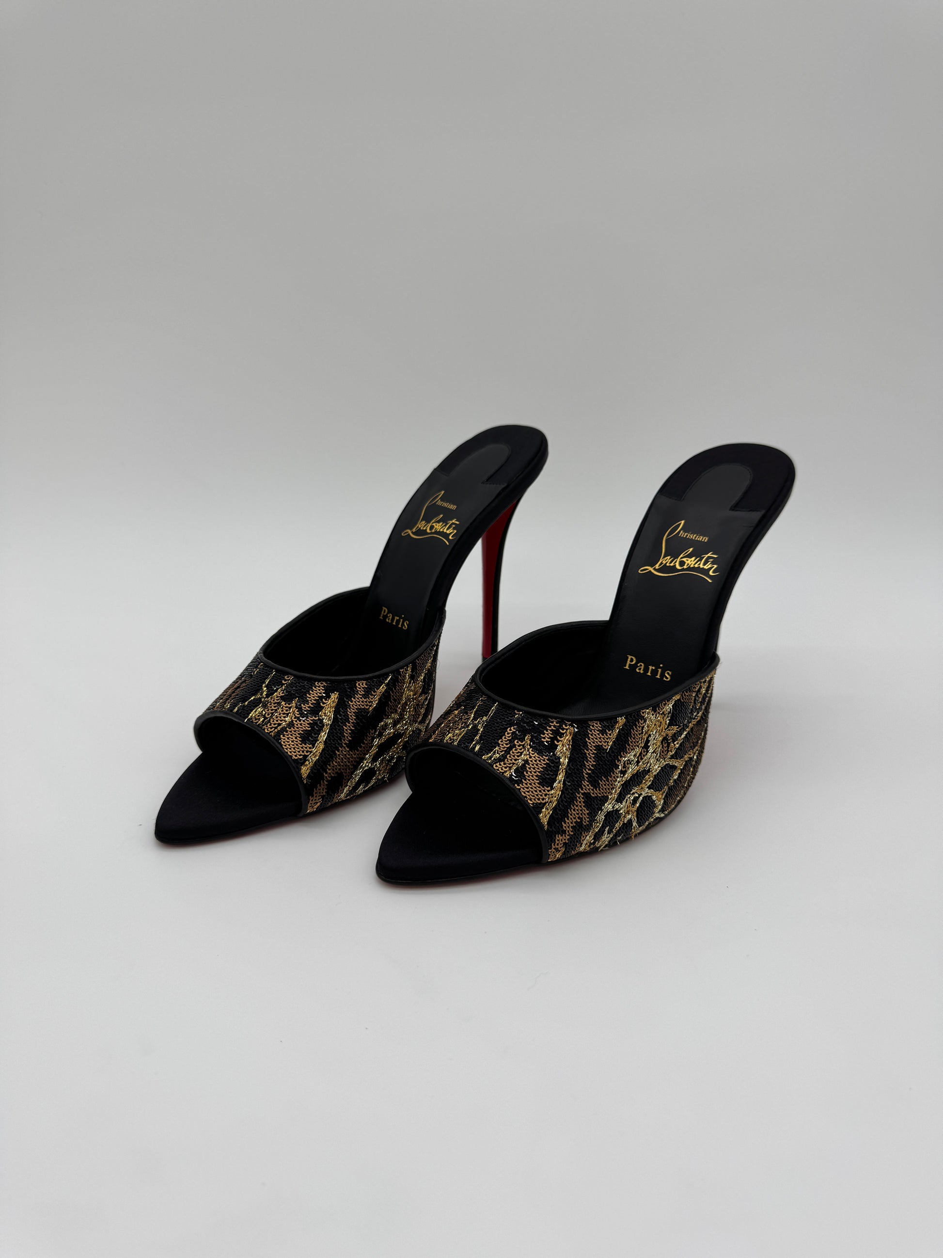 Christian Louboutin Miss Z Ocelot 100mm Sequin Animal Mules