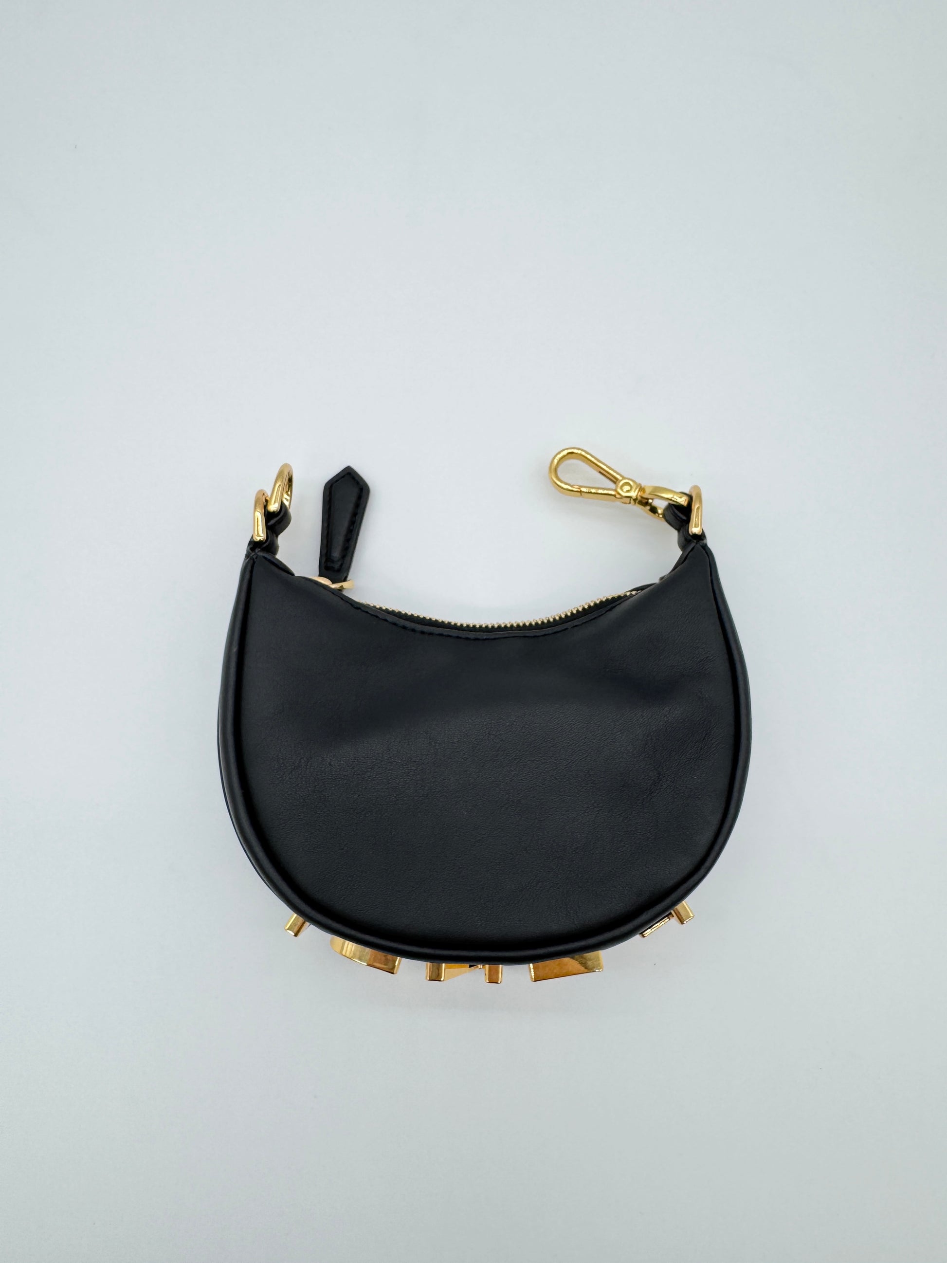 Fendi Fendigraphy Nano Black Leather Charm Bag