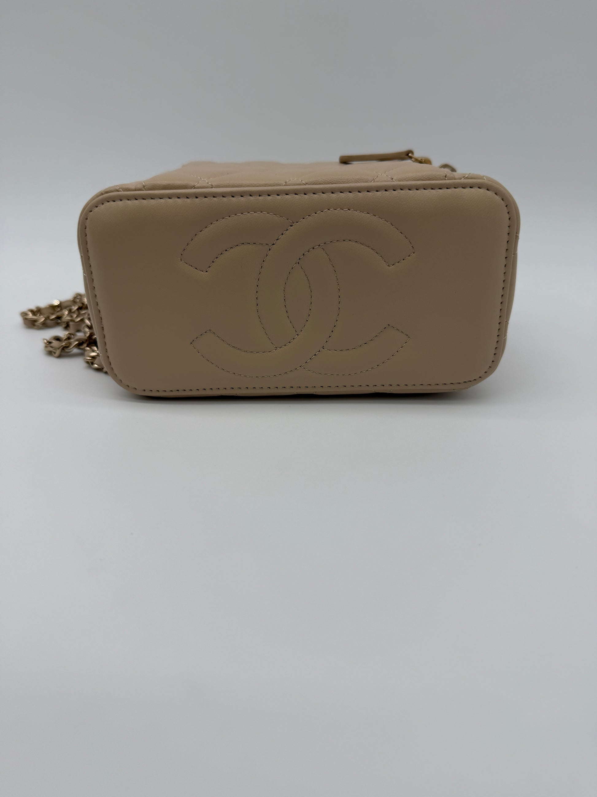 Chanel Lambskin Beige Top Handle Vanity