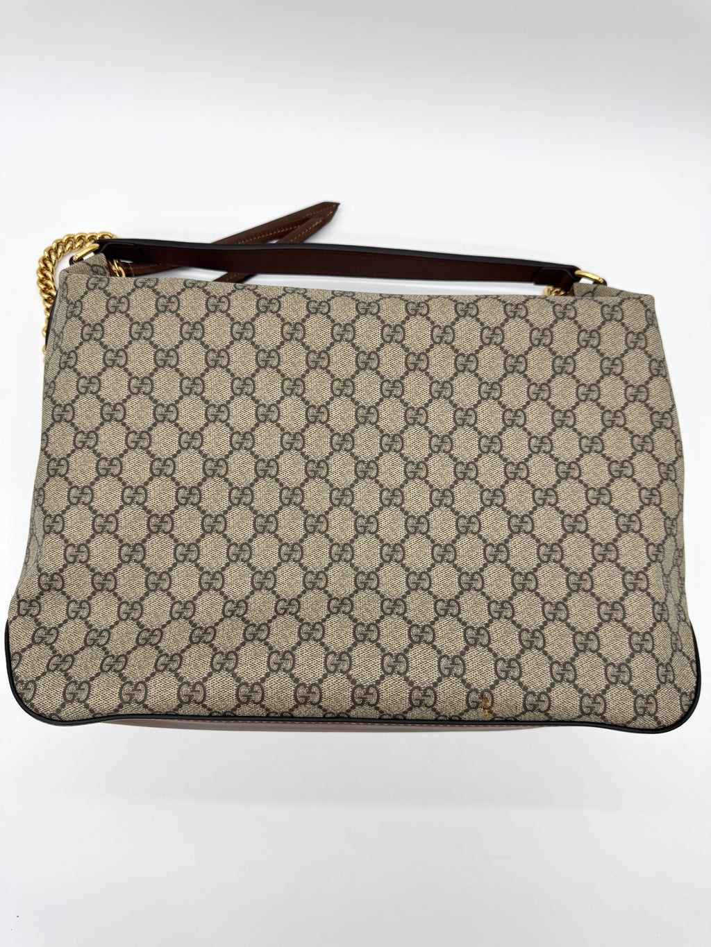 Gucci Chain Hobo Shoulder Bag GG Coated Canvas