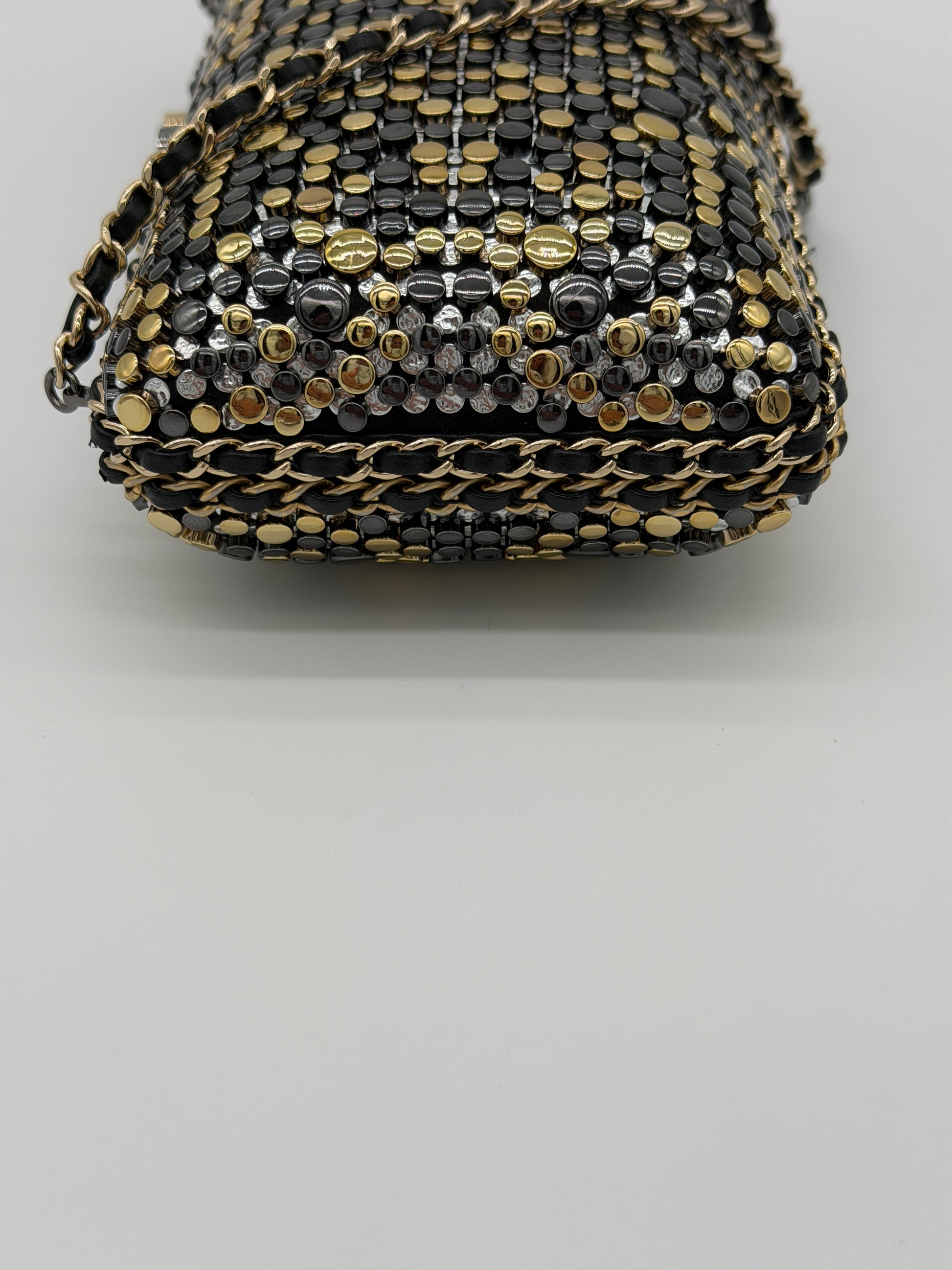 Chanel Studded Chain Around CC Evening Clutch