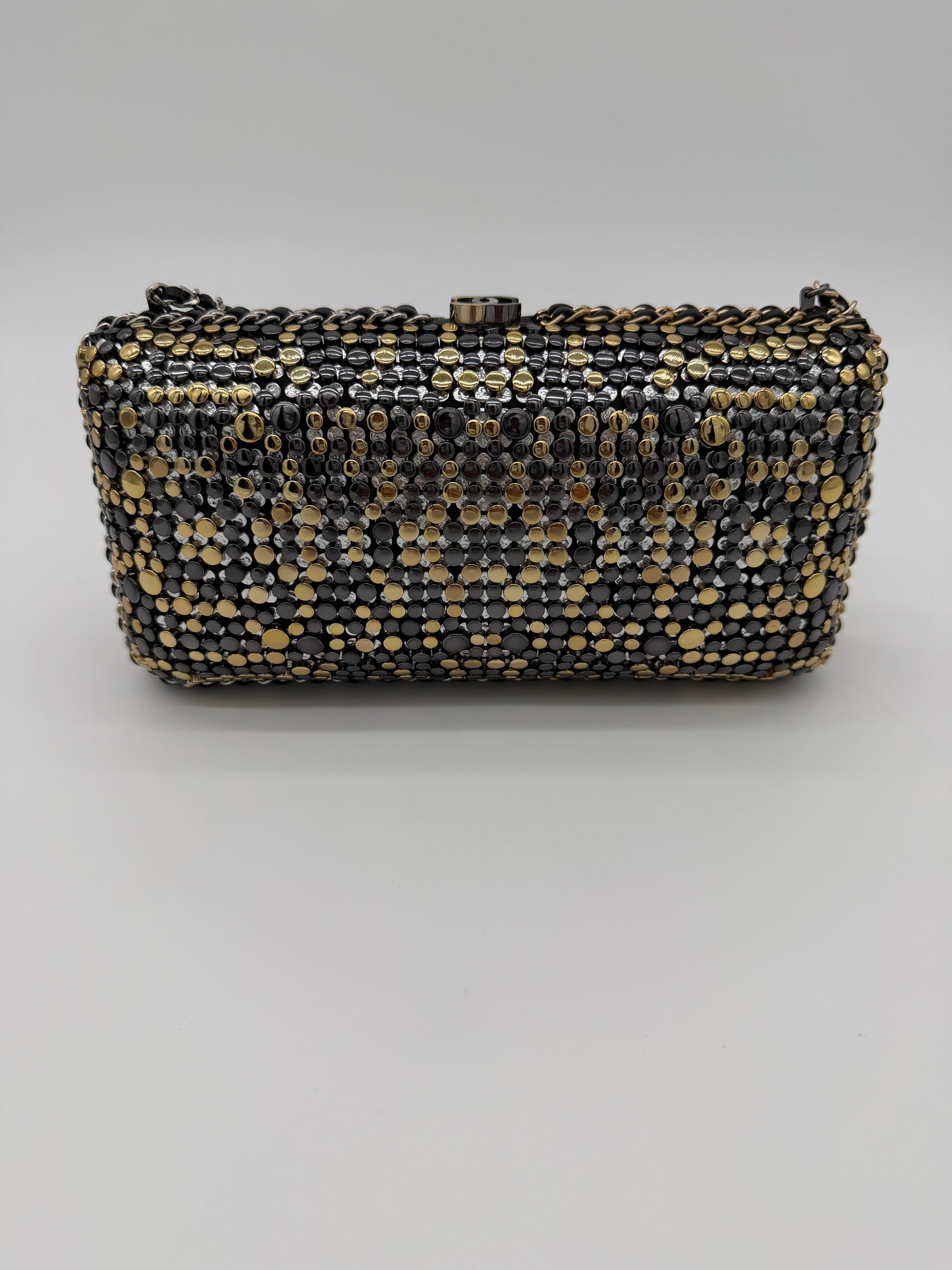 Chanel Studded Chain Around CC Evening Clutch