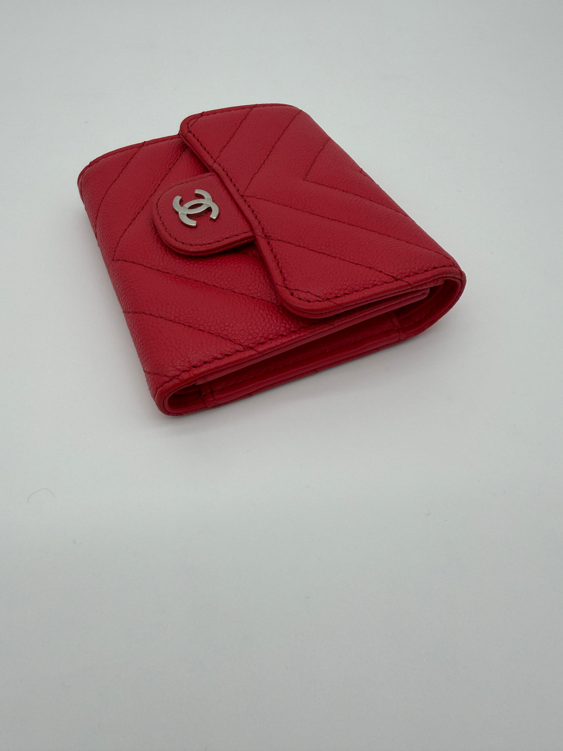 Chanel Chevron Red Flap Wallet