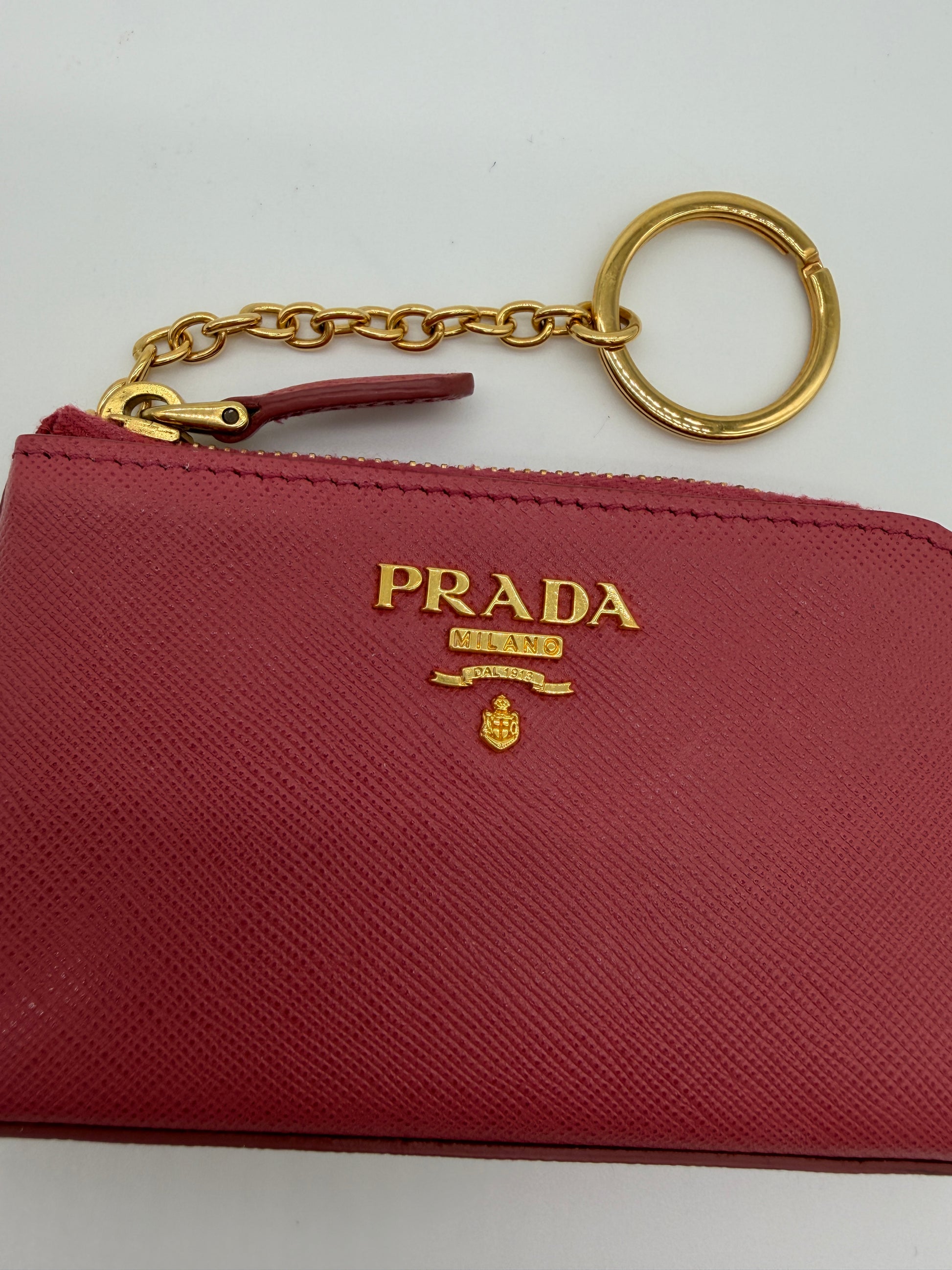 Prada Saffiano Zip Around Keyholder