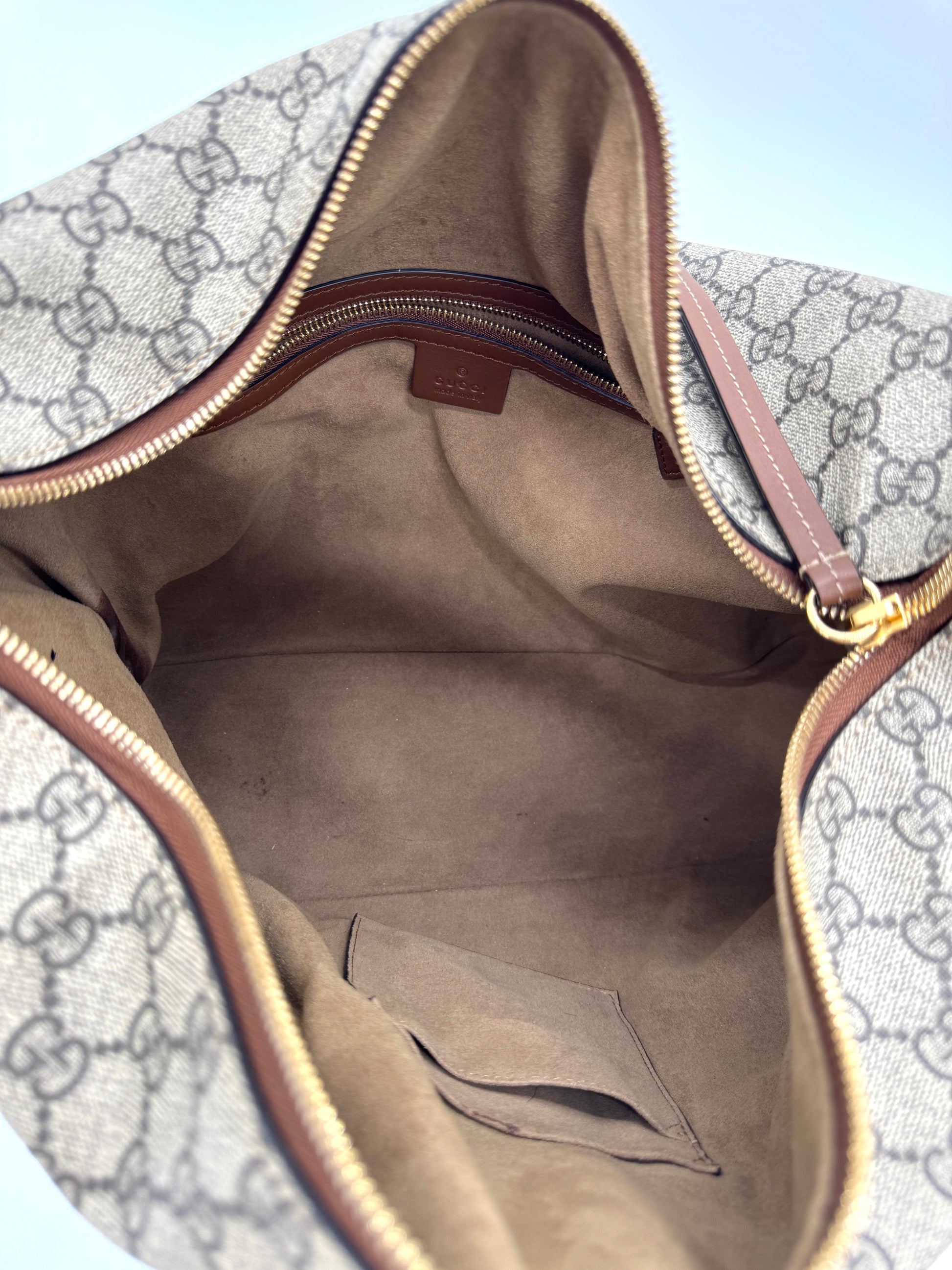 Gucci Chain Hobo Shoulder Bag GG Coated Canvas