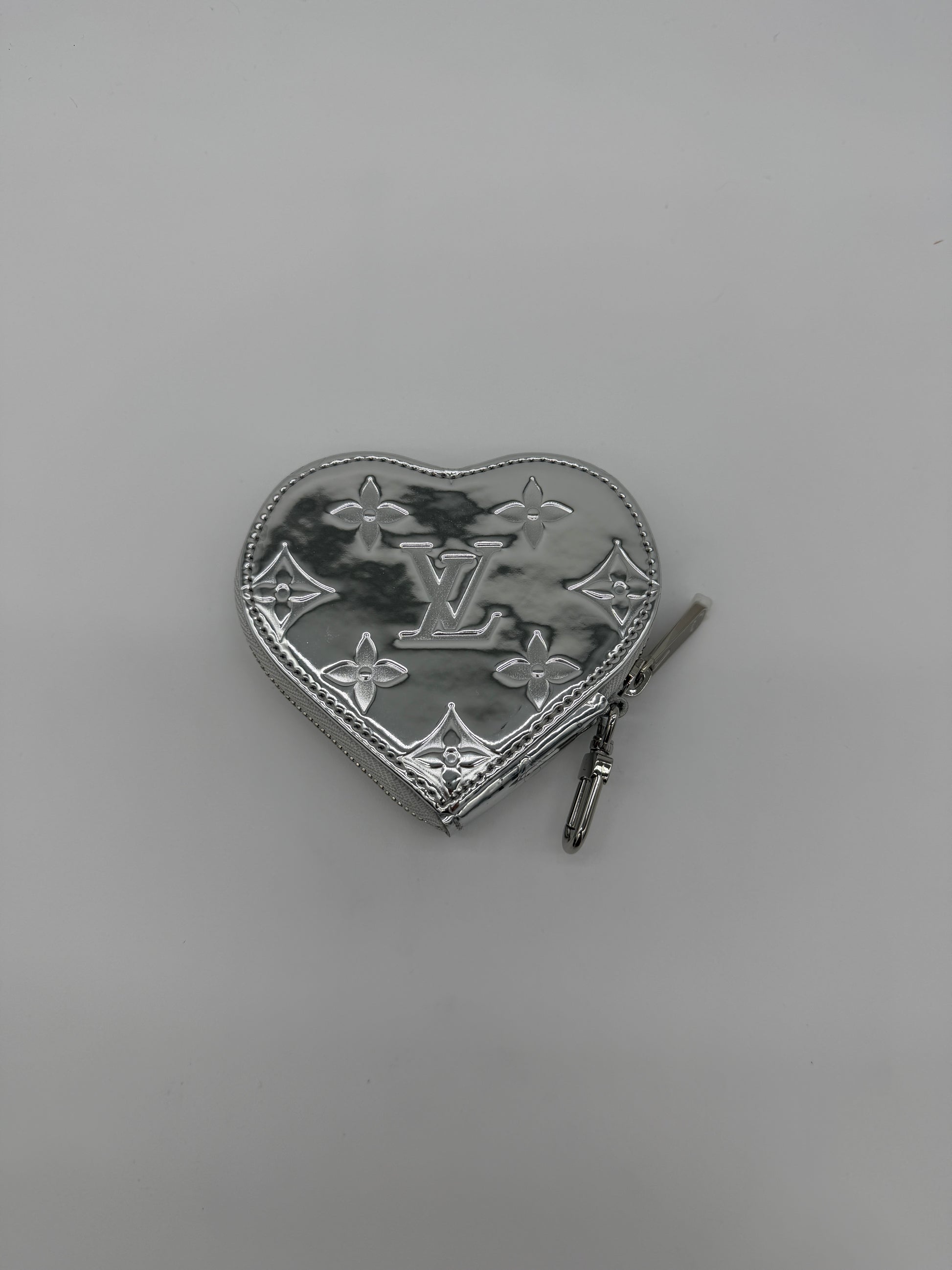 Louis Vuitton Silver Mirror Heart Coin Purse