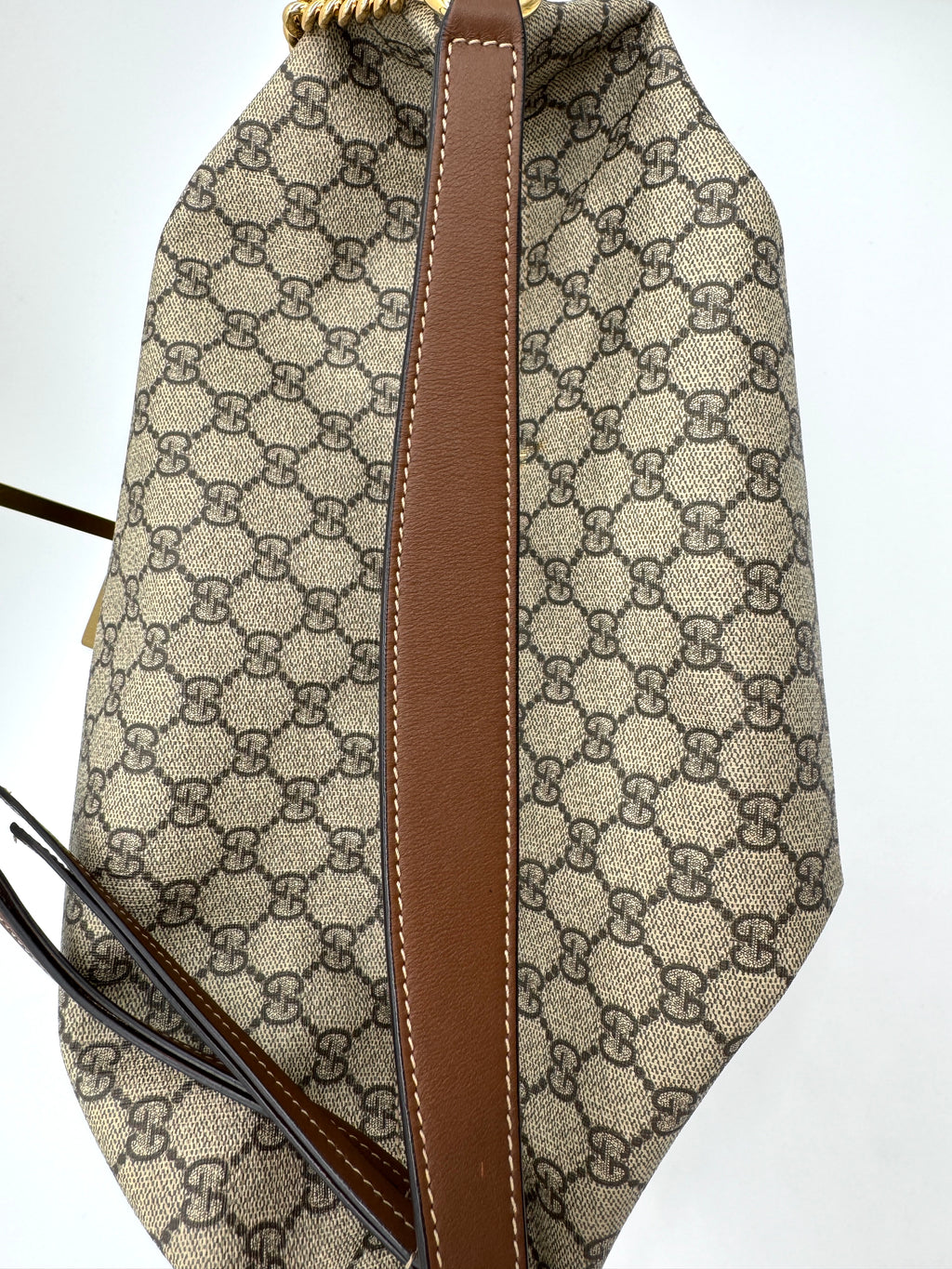 Gucci Chain Hobo Shoulder Bag GG Coated Canvas
