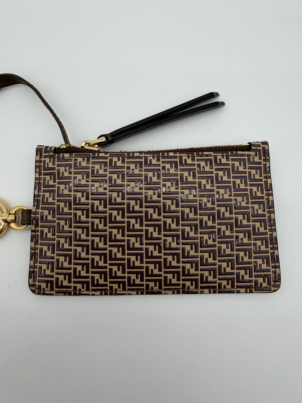 Fendi Embossed FF Zipped Cardholder with Key Ring