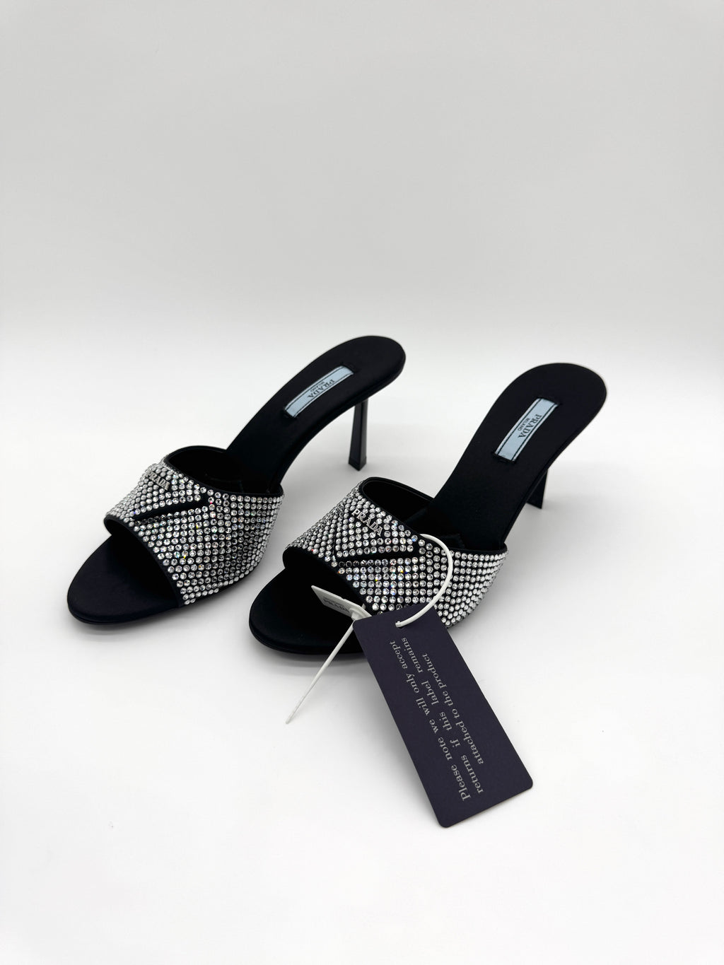 Prada Black Crystal Embellished Mules 39