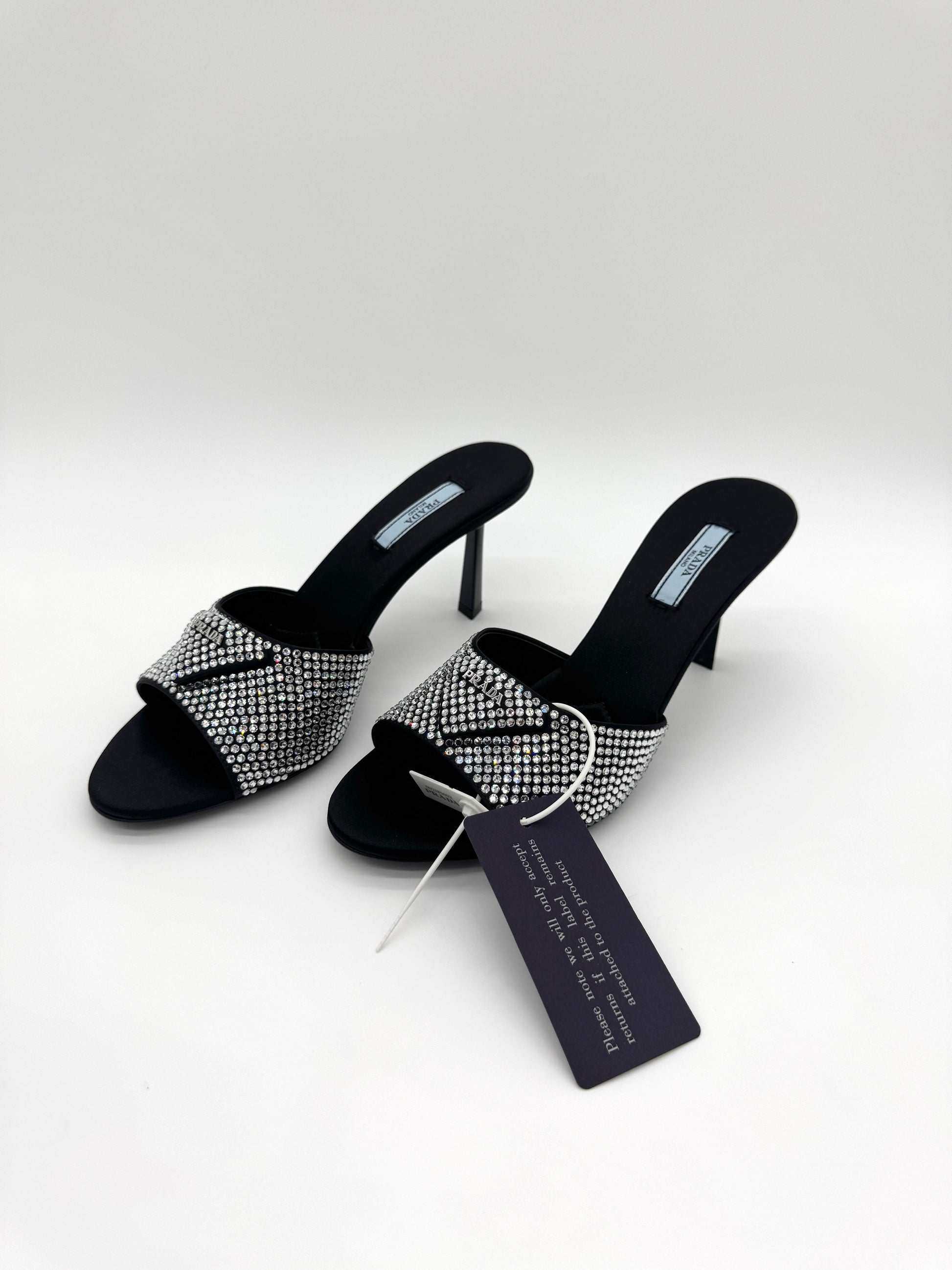 Prada Black Crystal Embellished Mules 39