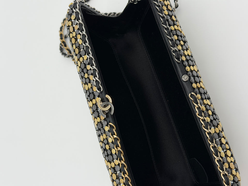 Chanel Studded Chain Around CC Evening Clutch