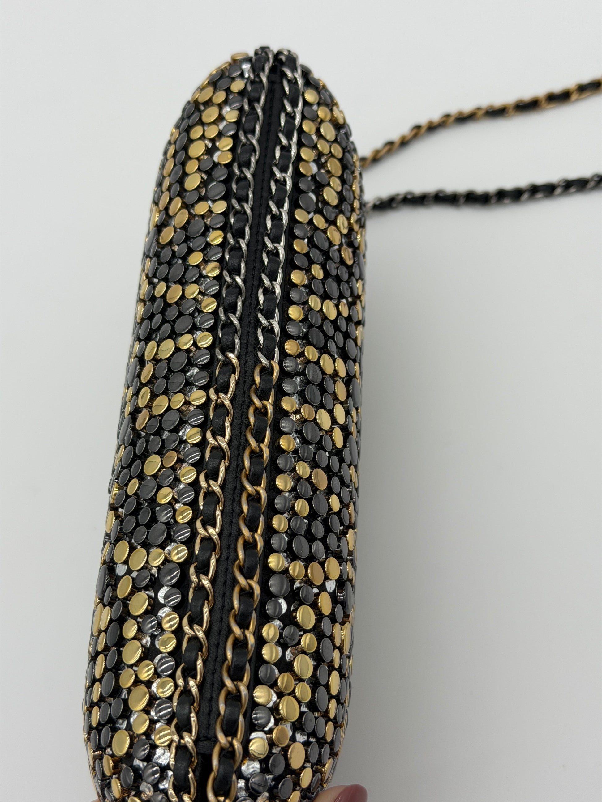 Chanel Studded Chain Around CC Evening Clutch