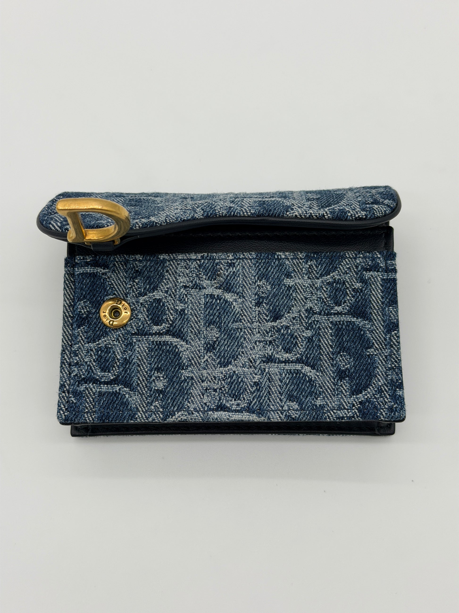 Christian Dior Saddle Bloom Denim Cardholder