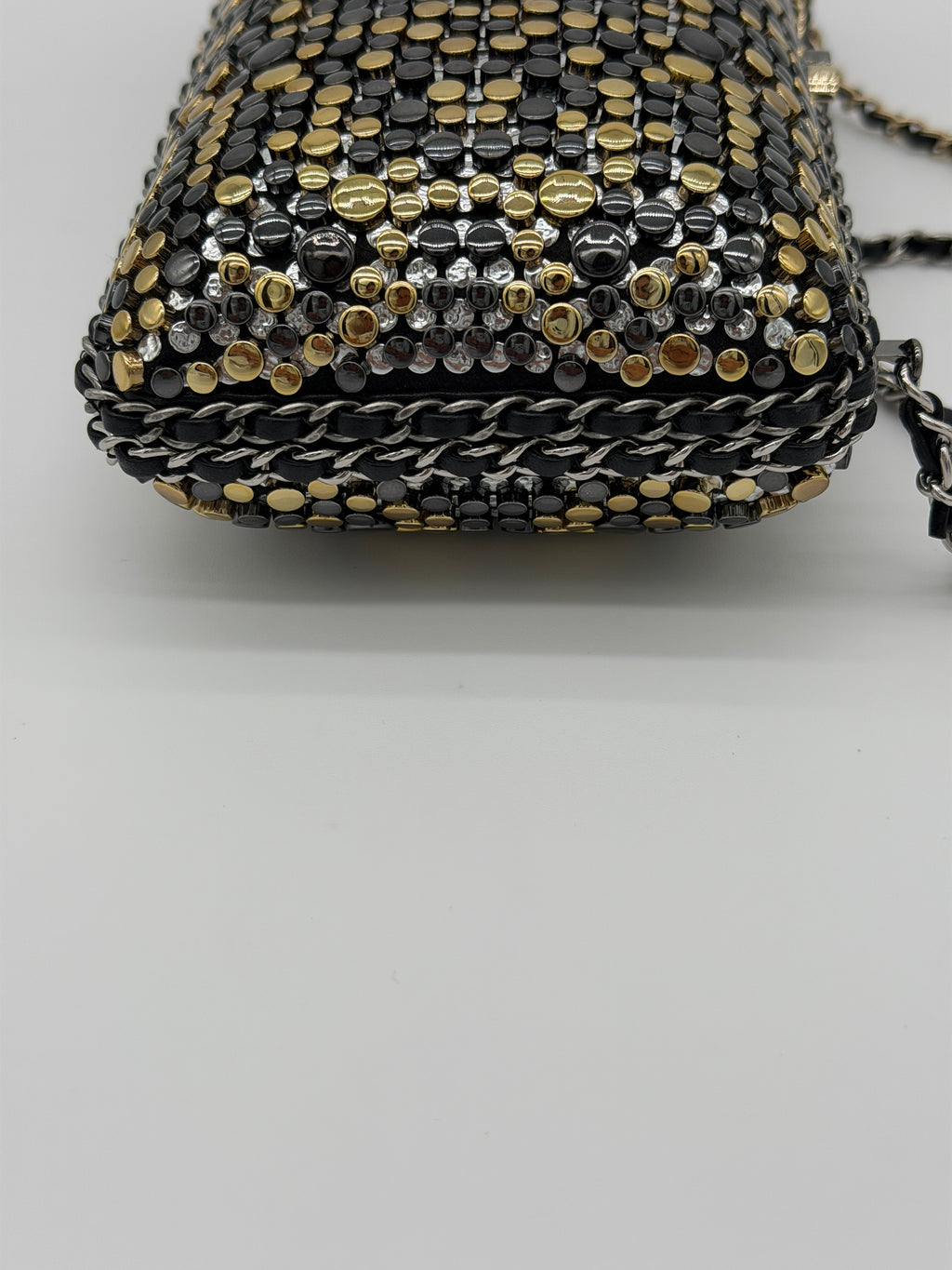 Chanel Studded Chain Around CC Evening Clutch