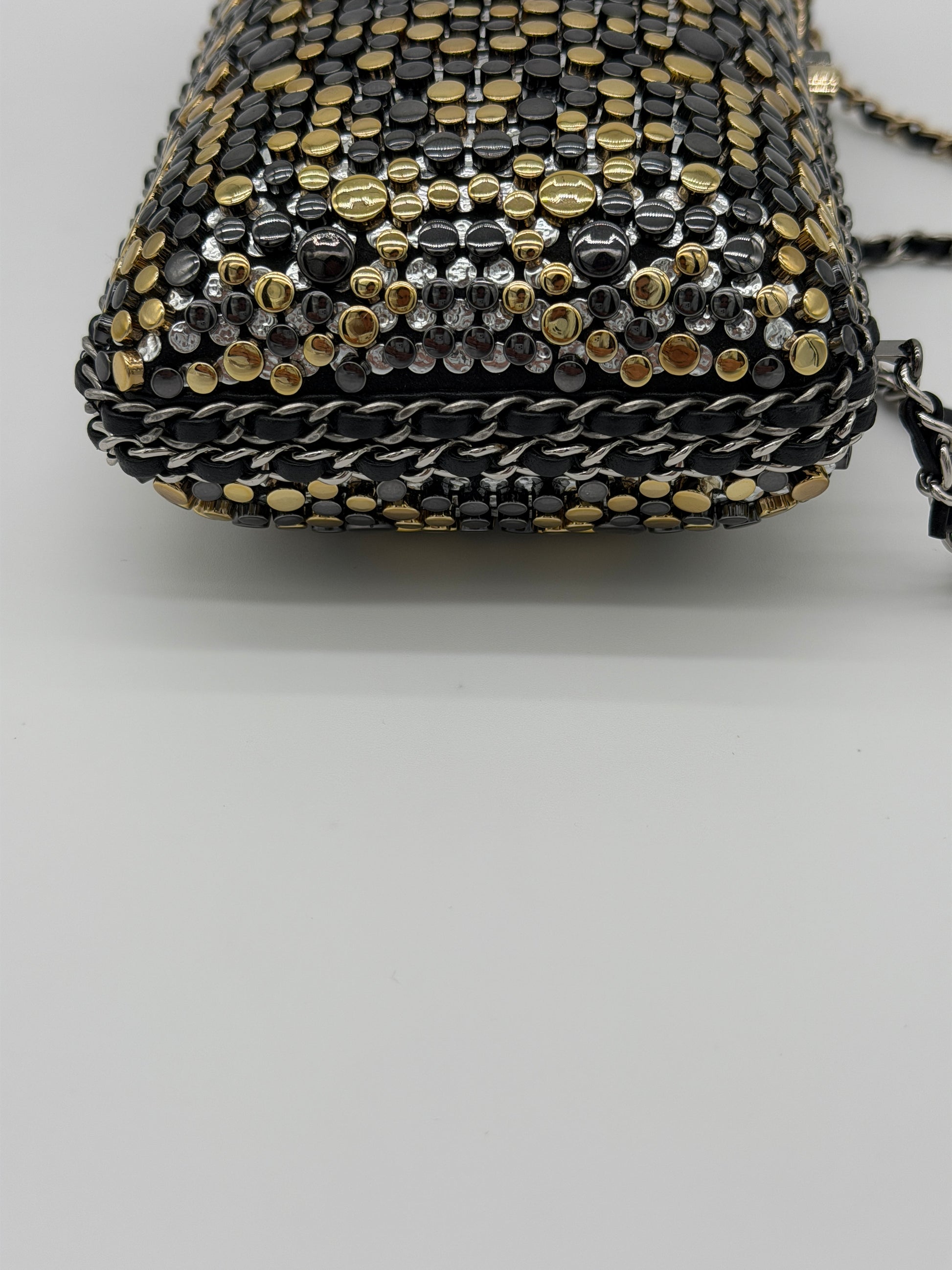 Chanel Studded Chain Around CC Evening Clutch