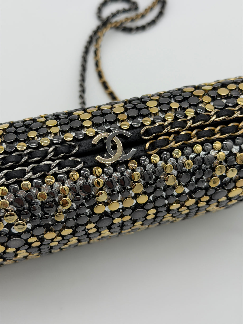 Chanel Studded Chain Around CC Evening Clutch