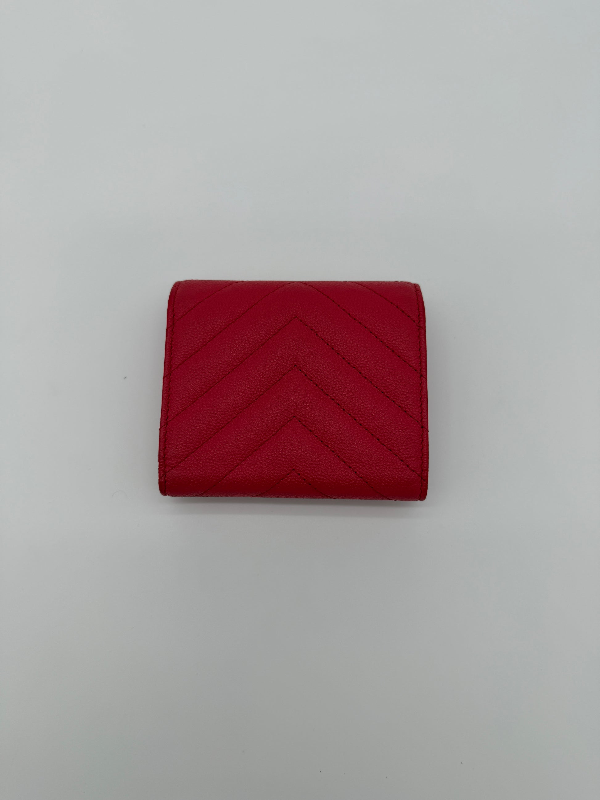 Chanel Chevron Red Flap Wallet