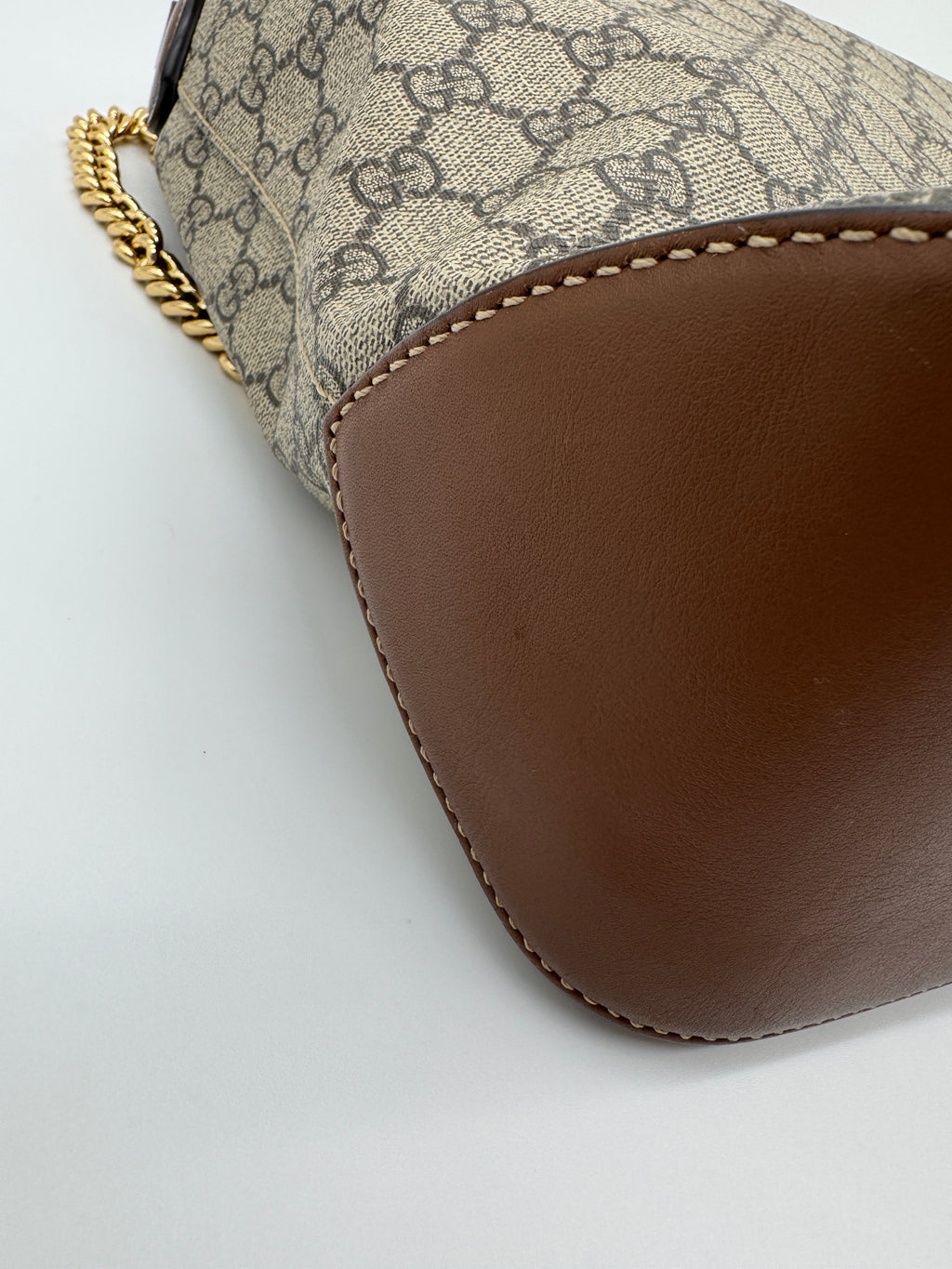 Gucci Chain Hobo Shoulder Bag GG Coated Canvas