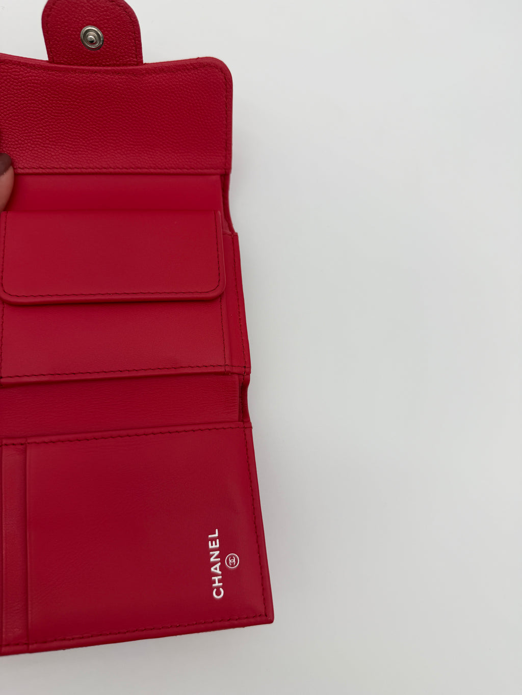 Chanel Chevron Red Flap Wallet