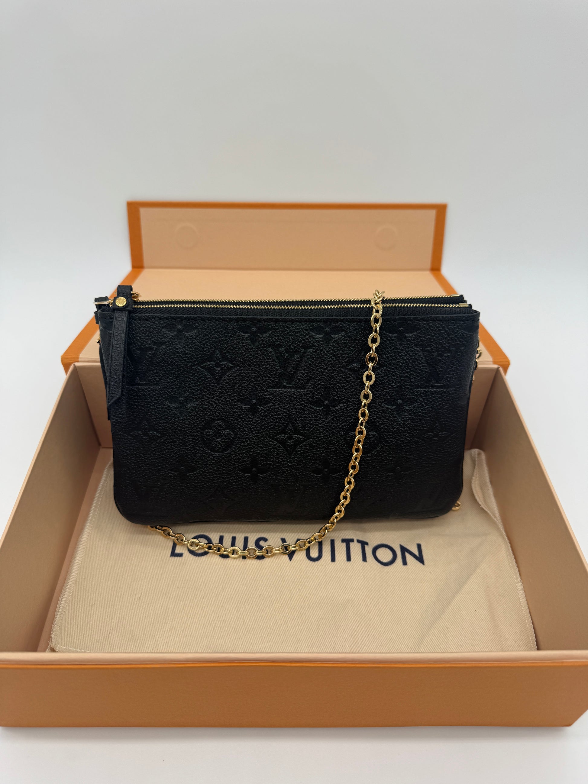 Louis Vuitton Double Zip Pochette Black Empreinte
